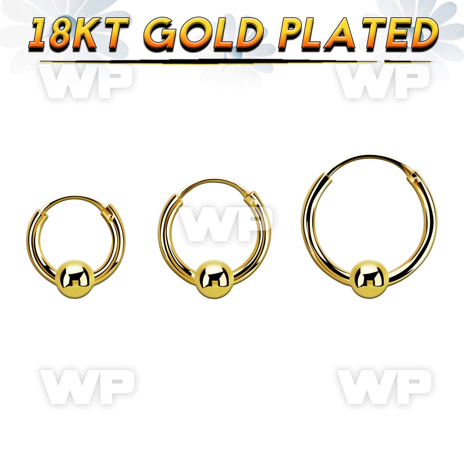 rgbcr14s 18k gold silver ball closure earrings, 14g 4mm ball