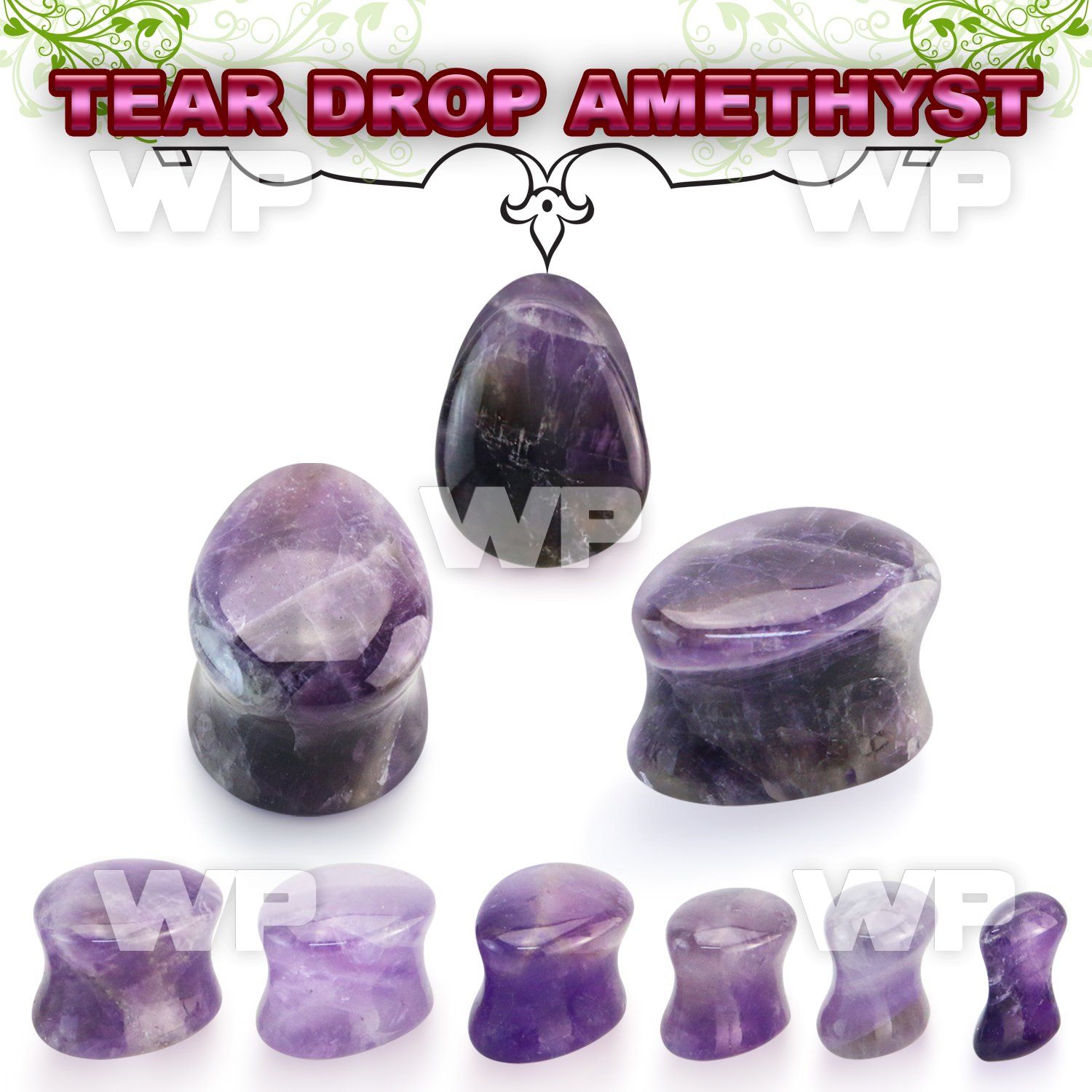 ri31 amethyst double flared saddle plug teardrop shape