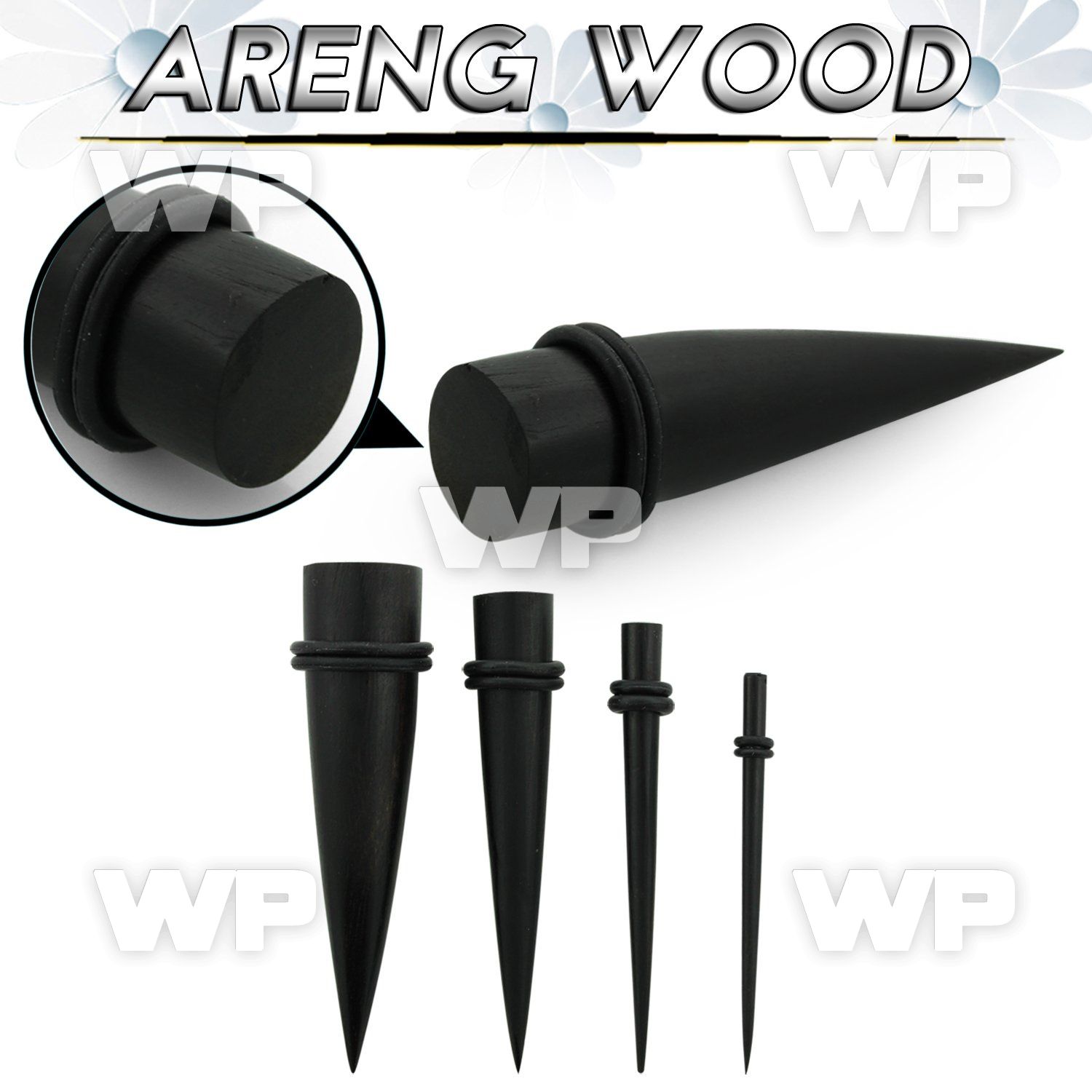 rmo2a black areng wood taper double o ring ear lobe piercing