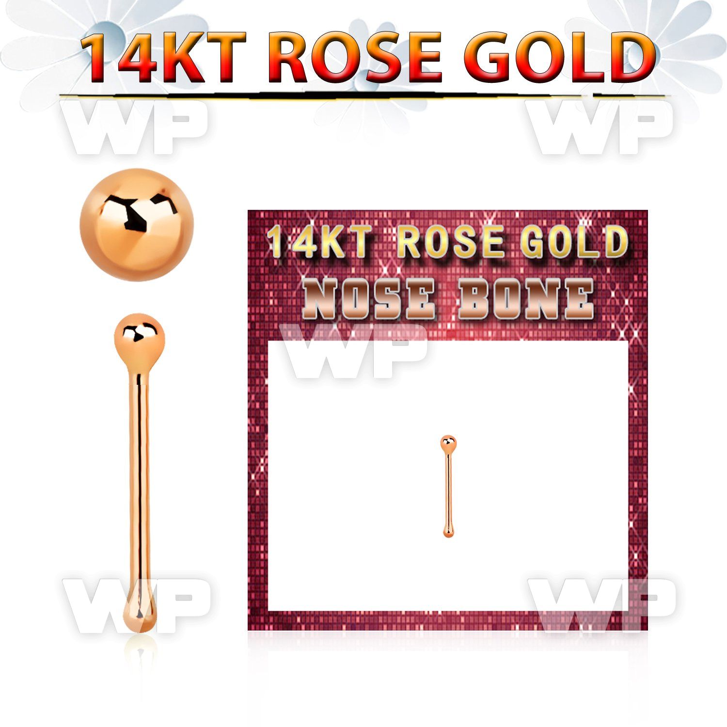 rnbb1 14kt rose gold nose bone w a 1.5mm gold ball shaped top
