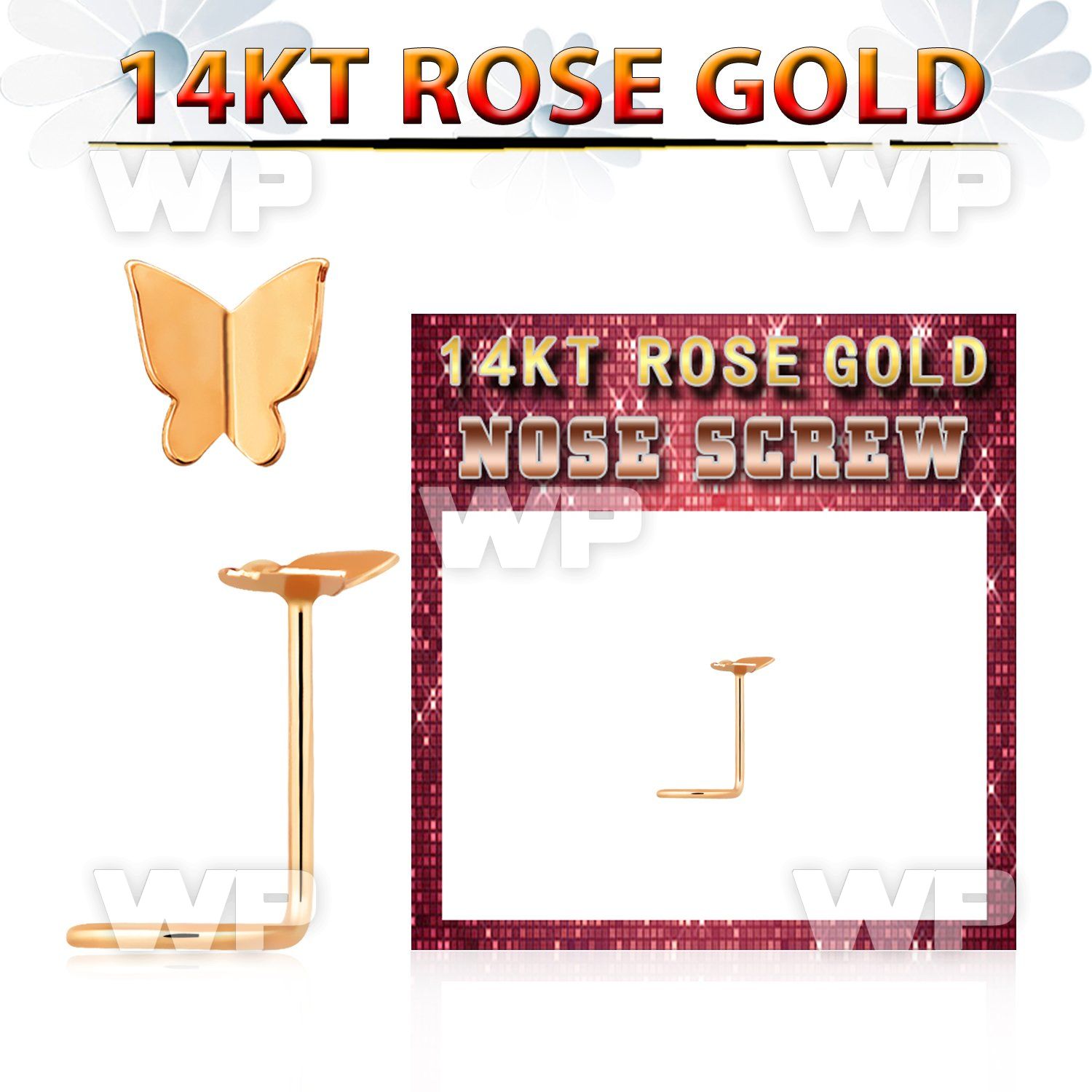 rsbt2 14kt rose gold nose screw w 2.5mm modern butterfly top