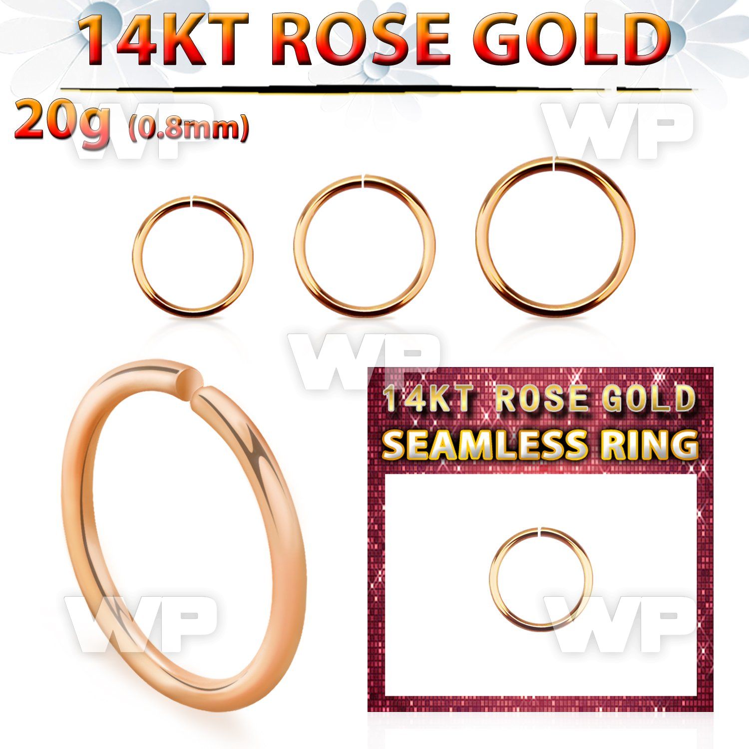 rsel20 solid 14kt rose gold seamless ring, 20g (0.8mm)