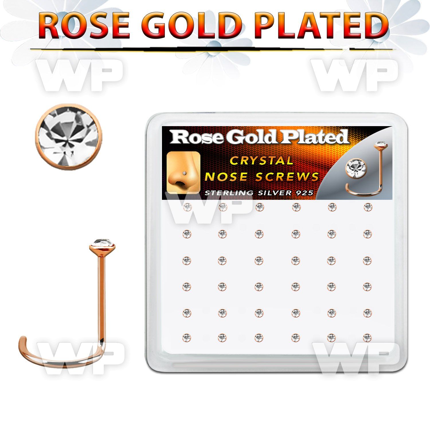 rsnwbxc box rose gold plated silver nose screws w 1.5mm crystals