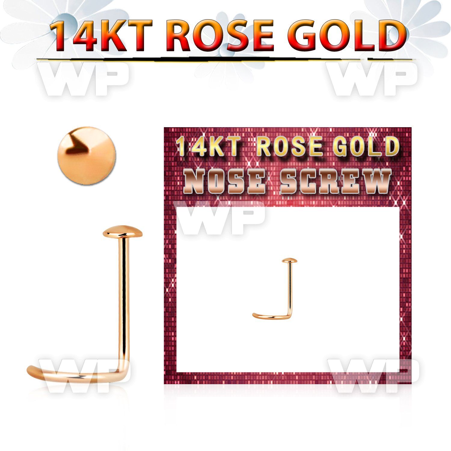 rsrd 14kt rose gold nose screw w a 2mm gold round top