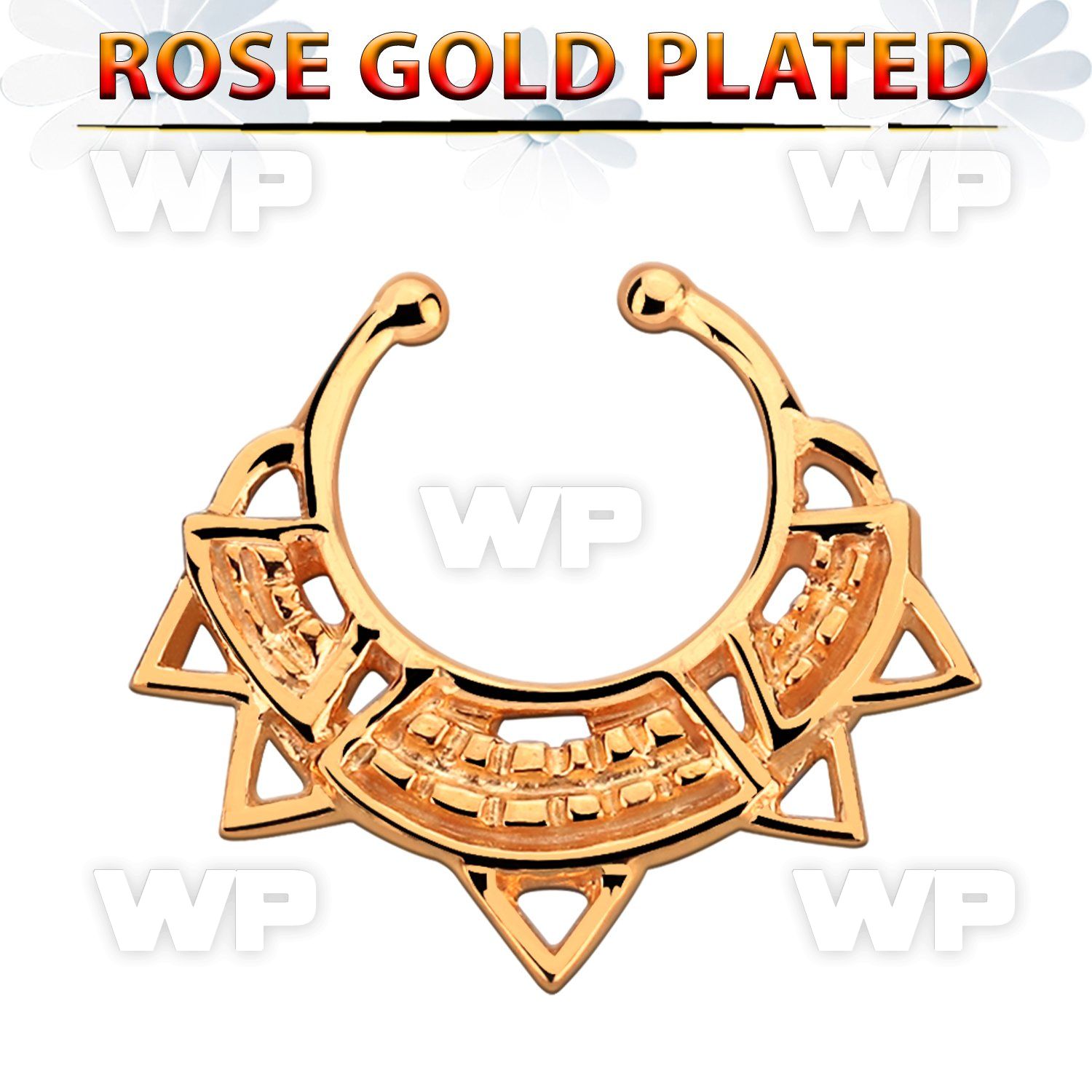 rssepd10 rose gold silver fake septum ring w wide engraved indian