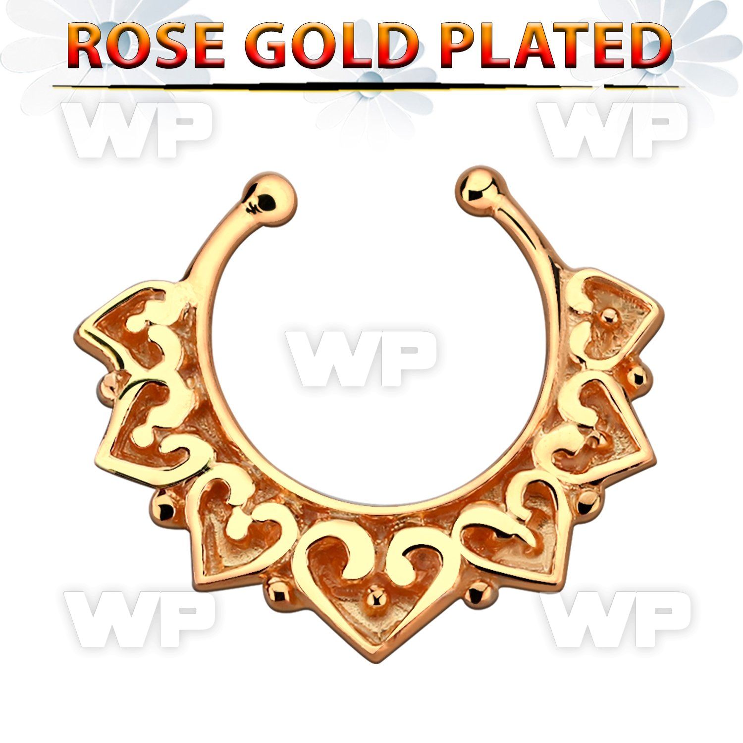 rssepd11 rose gold silver fake septum ring w a extra wide indian 