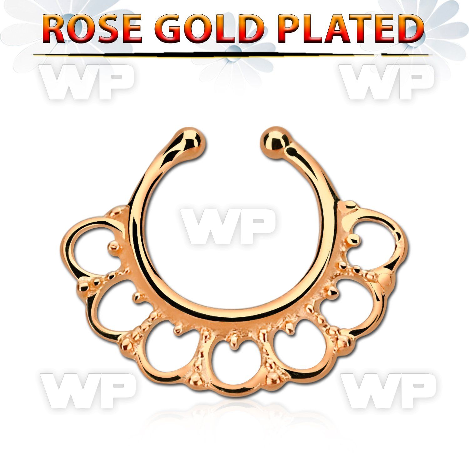 rssepd8 rose gold silver fake septum clicker in a wide indian 