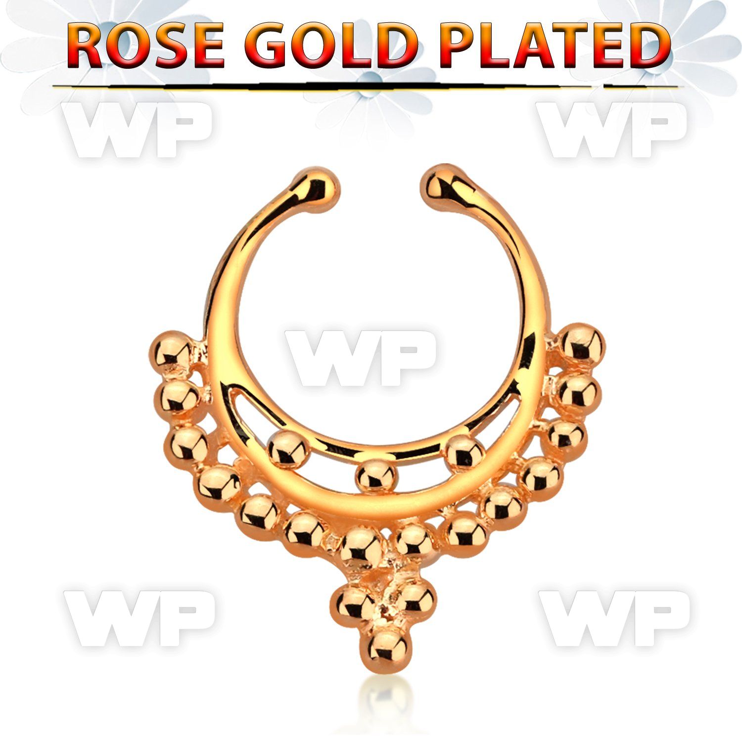 rssepd9 rose gold silver fake septum clicker decorated indian