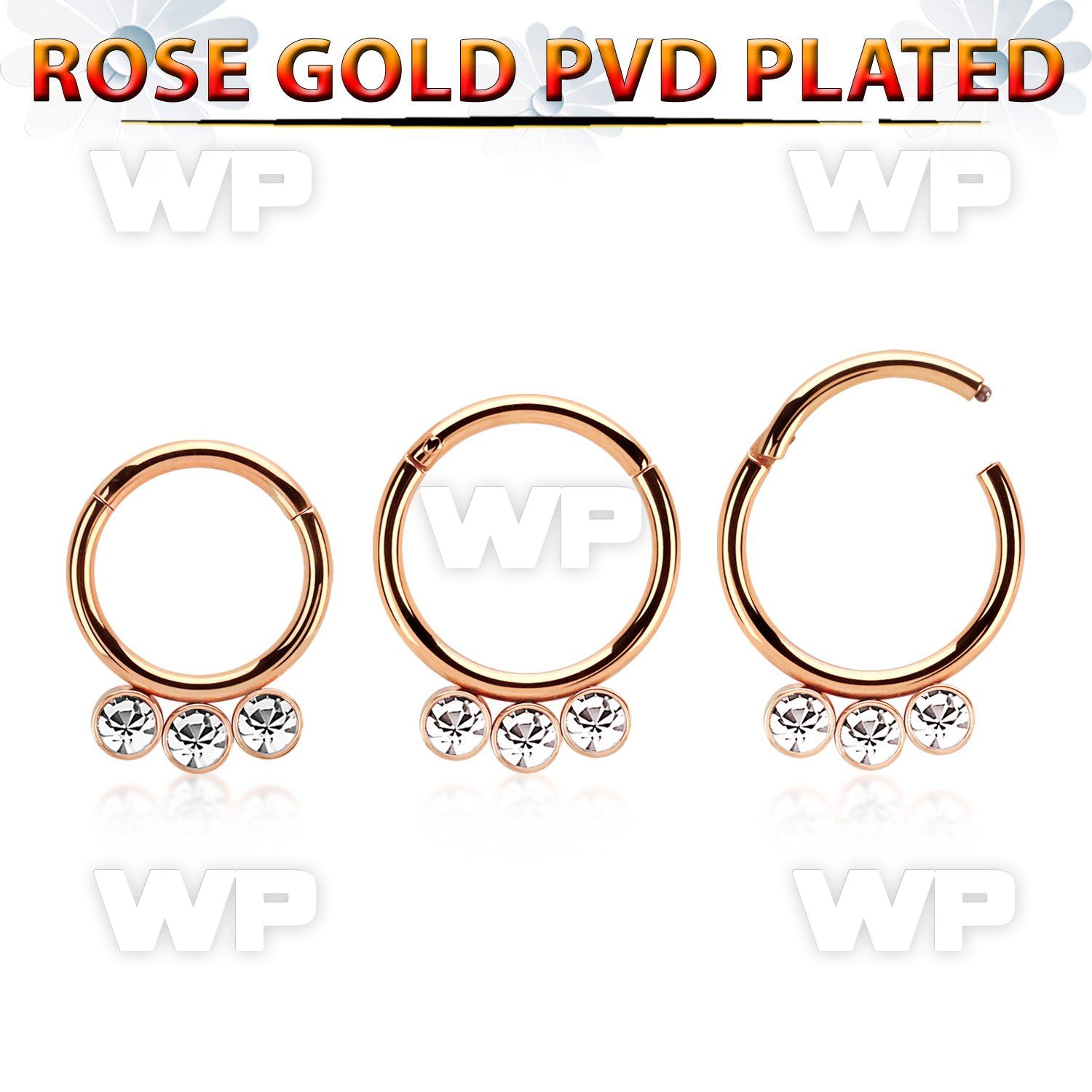 seghr16f rose gold steel hinged segment ring 16g  w crystals