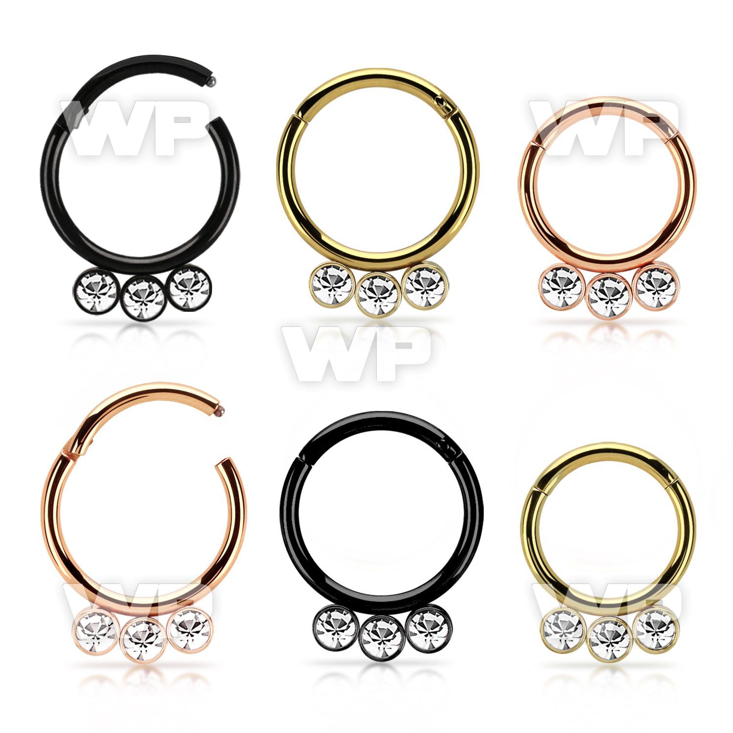 seght16f anodized steel hinged segment ring 16g  w crystals