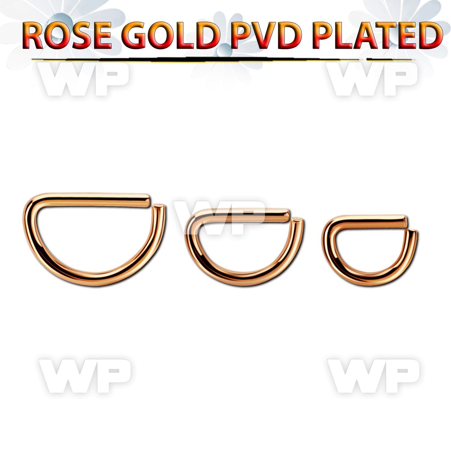 selttd16 rose gold plated 316l steel d shaped seamless ring 16g