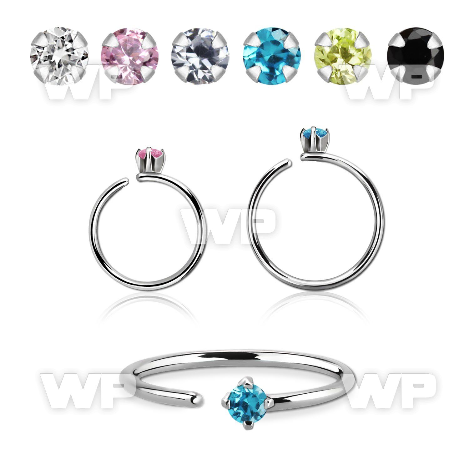 selz20 surgical steel seamless ring, 20g w a 2mm prong set cz