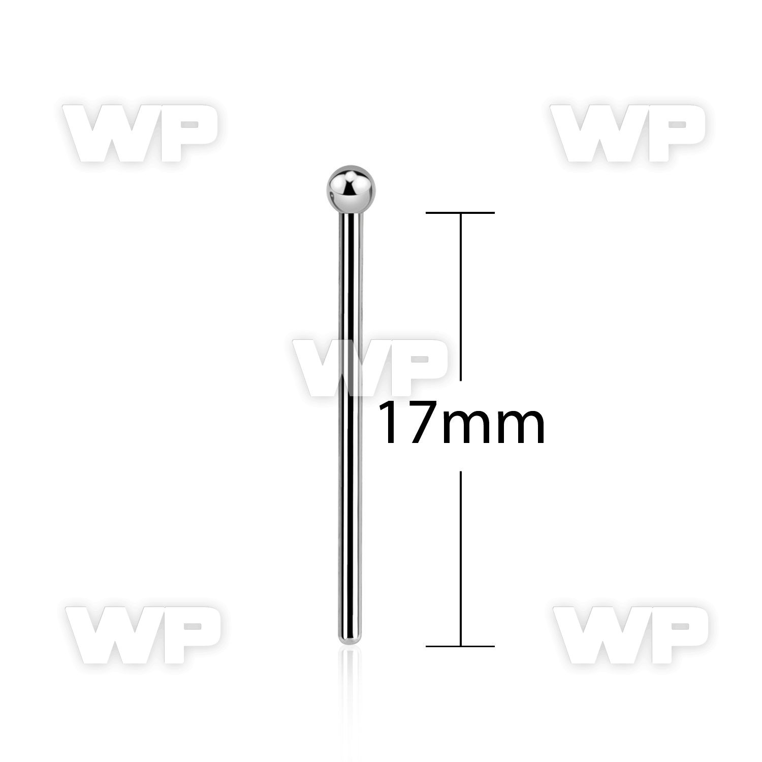 snyb18 steel bend it yourself nose stud w a 2mm ball top