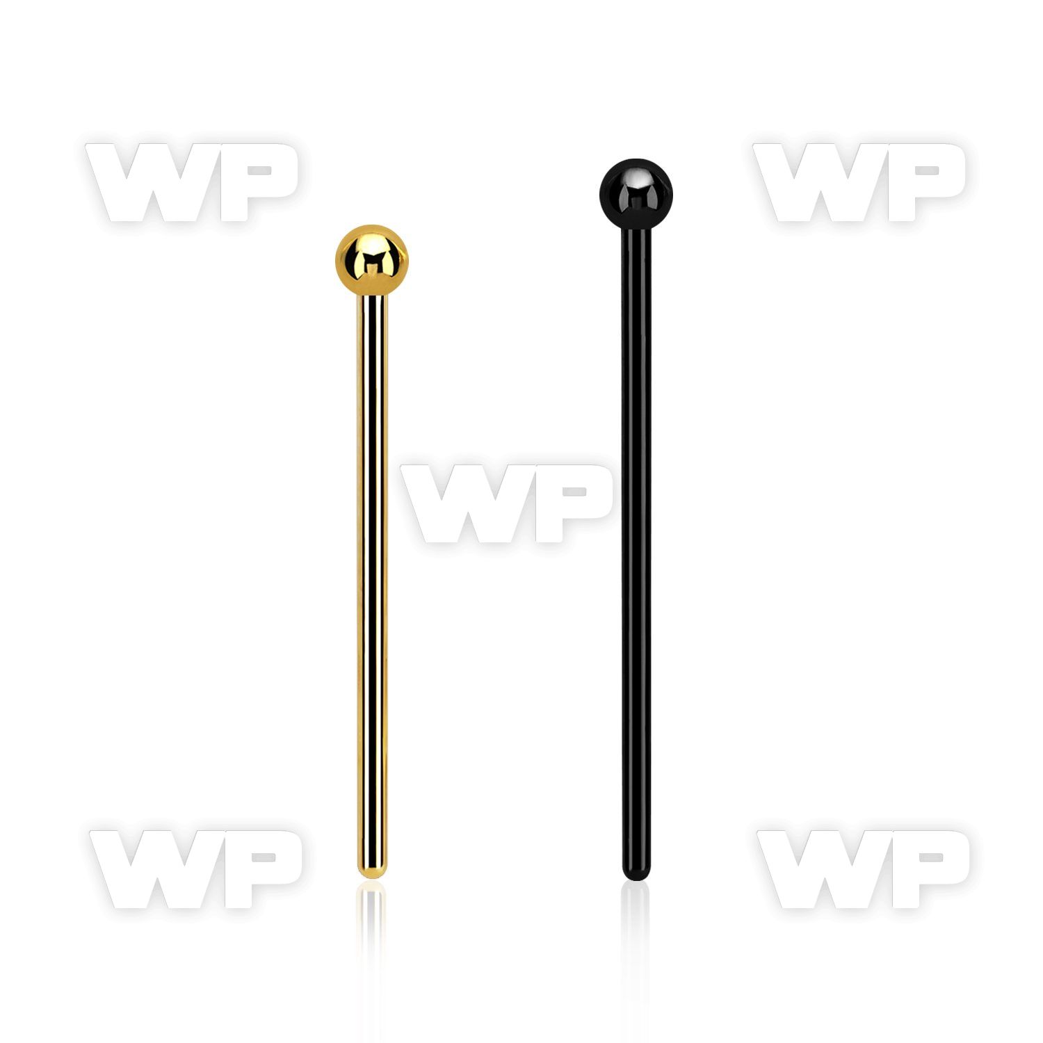 snybt20 pvd plated steel bend it nose stud w 2mm ball top