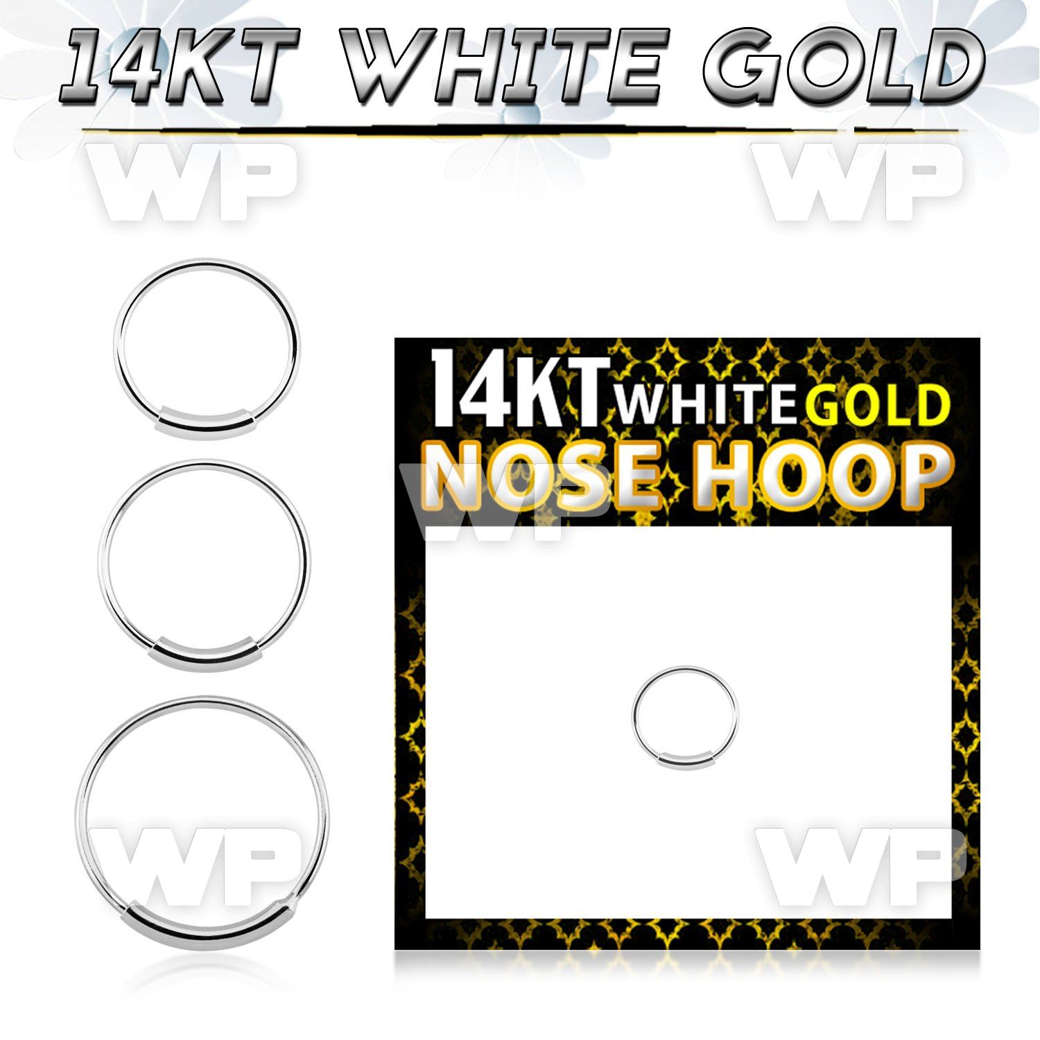 solid 14k white gold endless nose hoop, 22g (0.6mm)