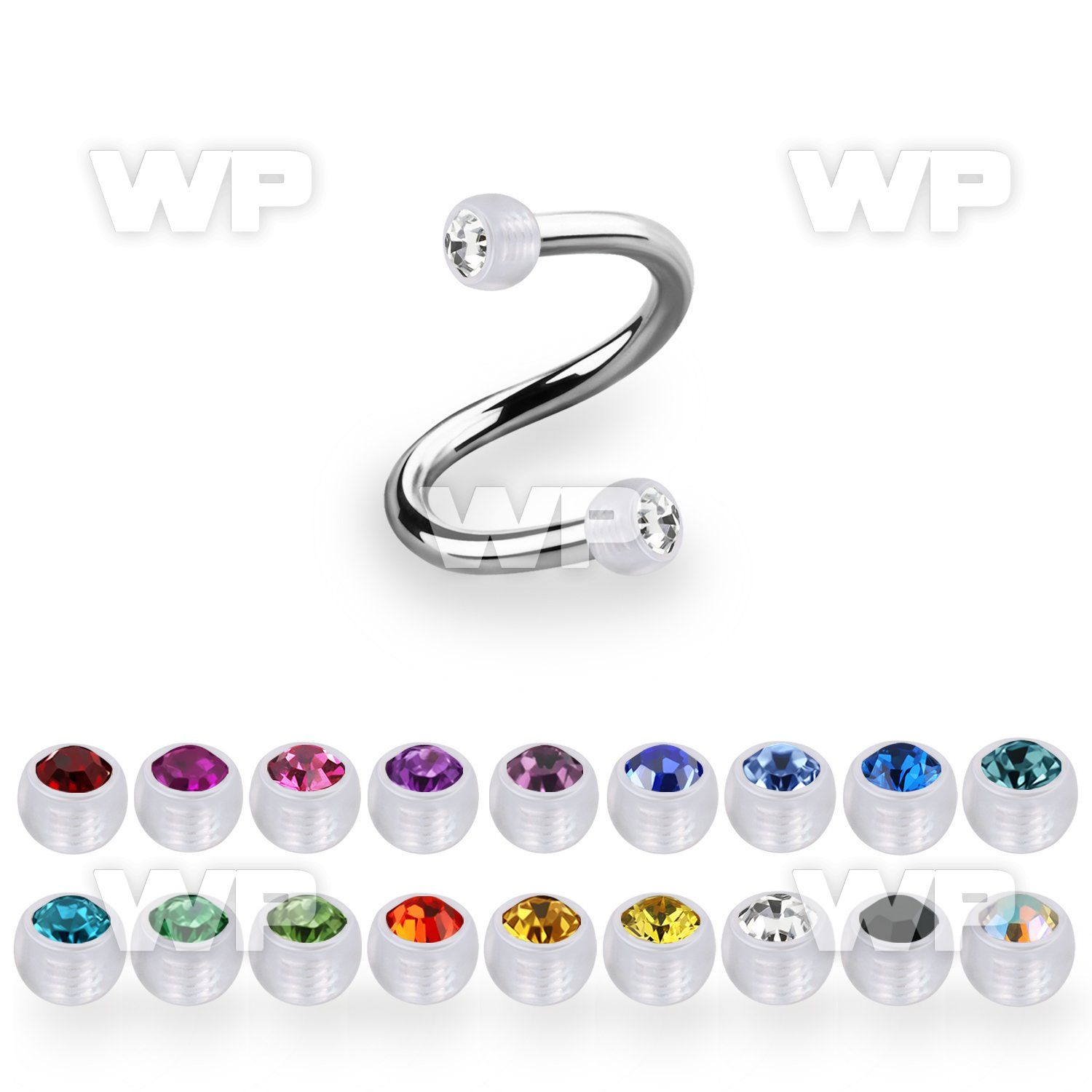 speajb3 steel spiral w 3mm bio flex balls w bezel set crystals
