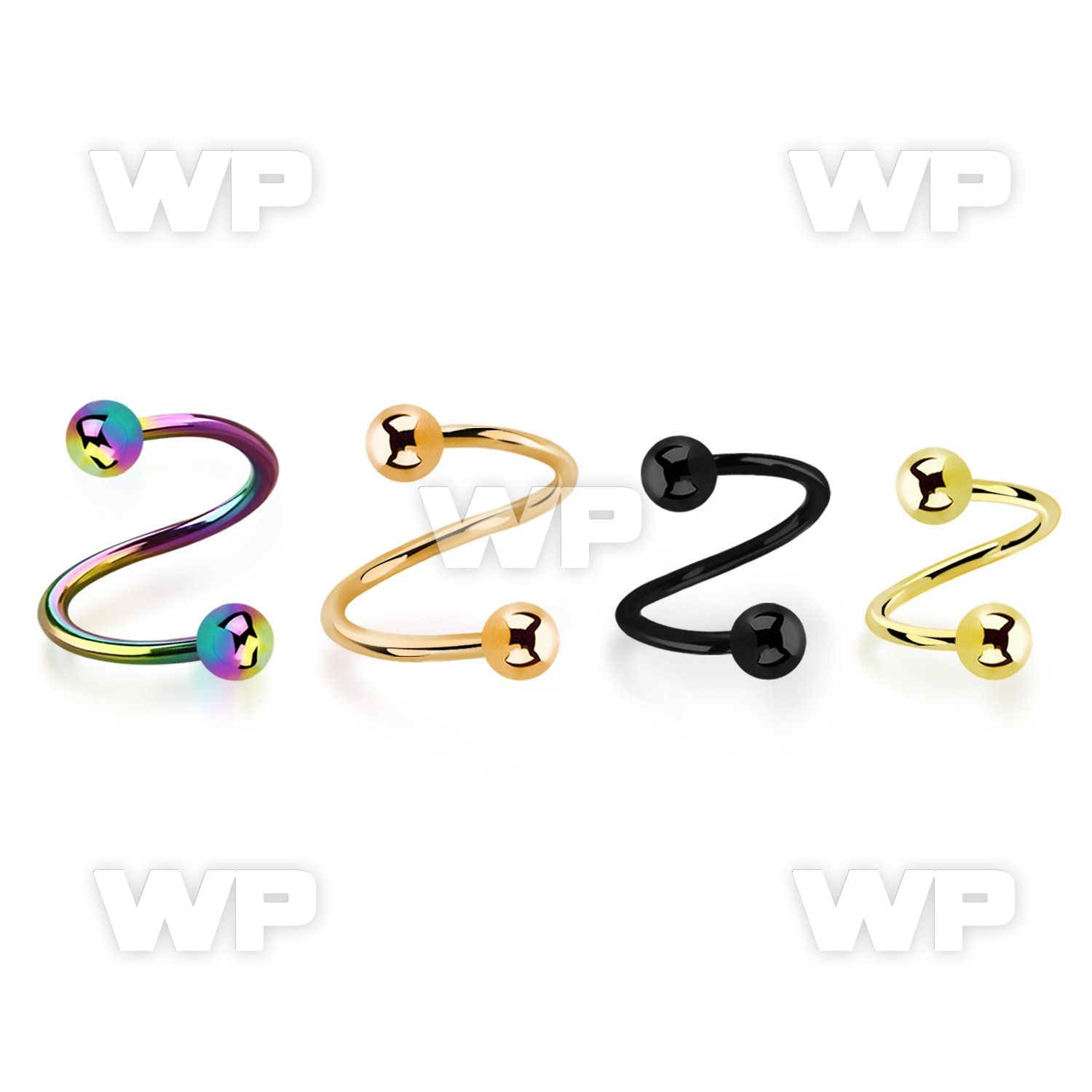spt20b anodized 316l steel eyebrow spiral, 20g w 3mm balls