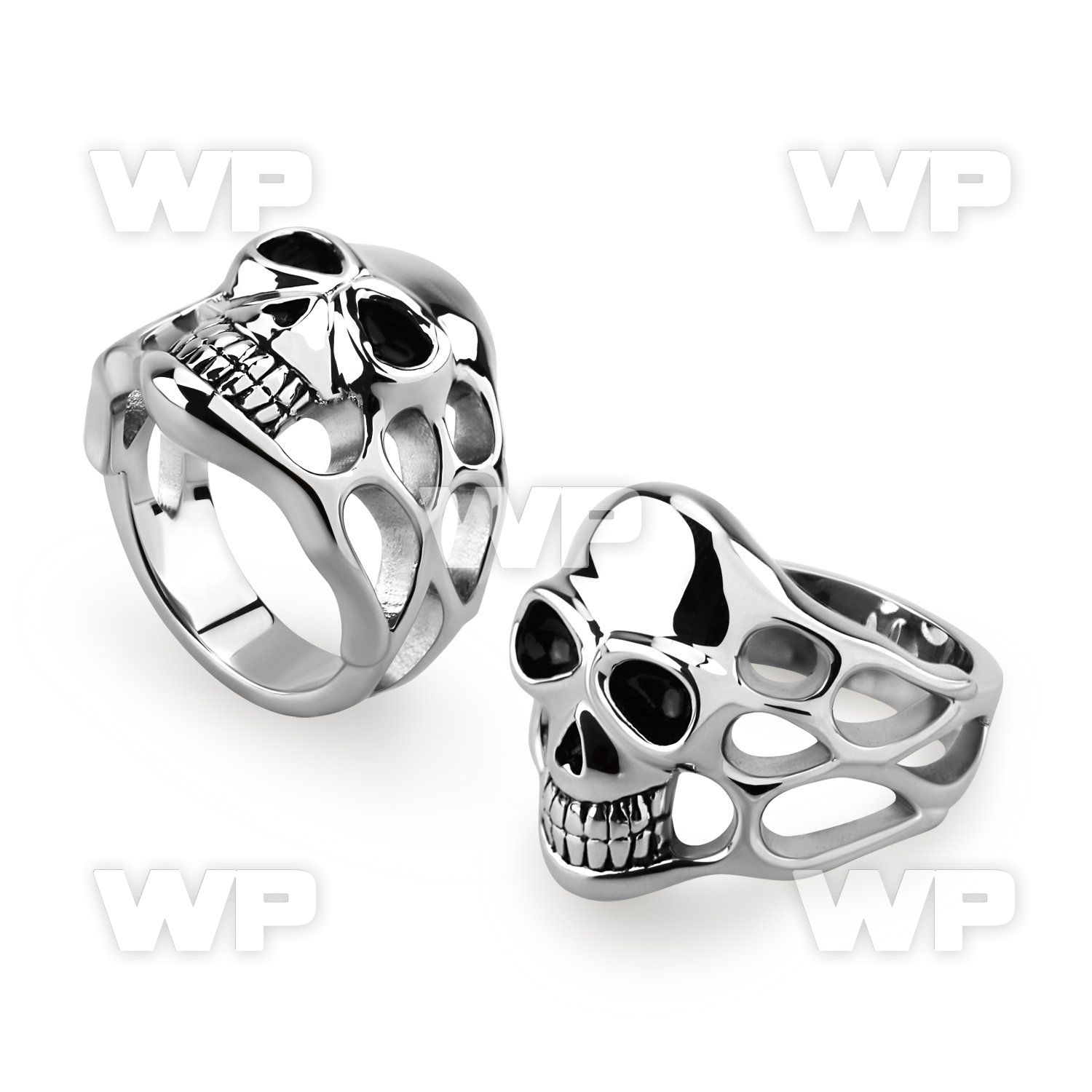sr256 stainless steel ring w a casted skull design
