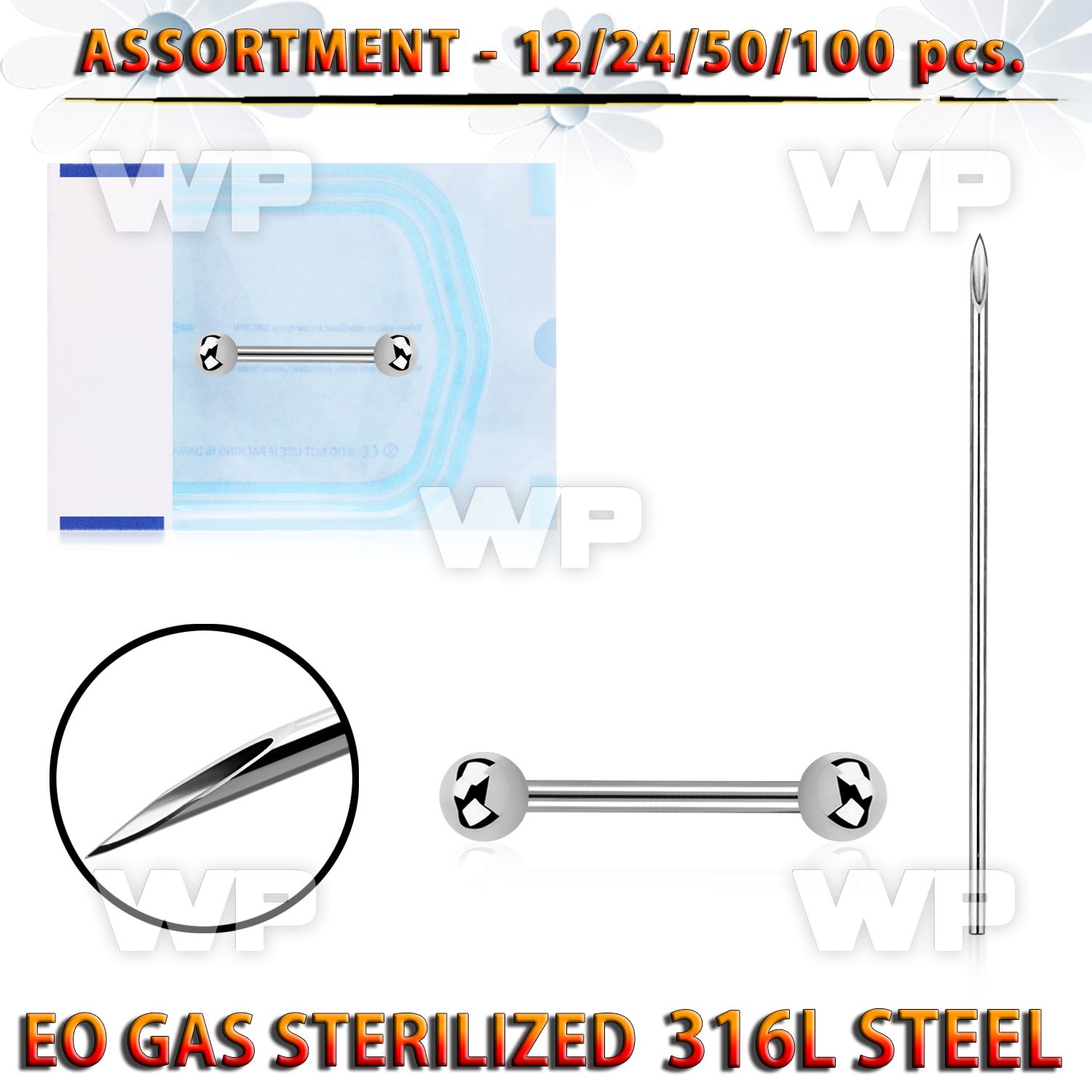 sset08 professional piercing kit steel nipple barbell needles