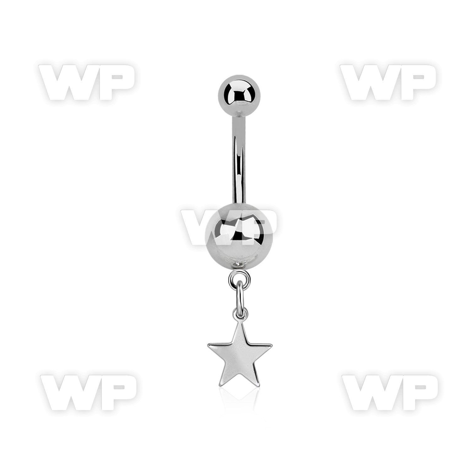 steel belly banana w 5&8mm plain balls & dangling star