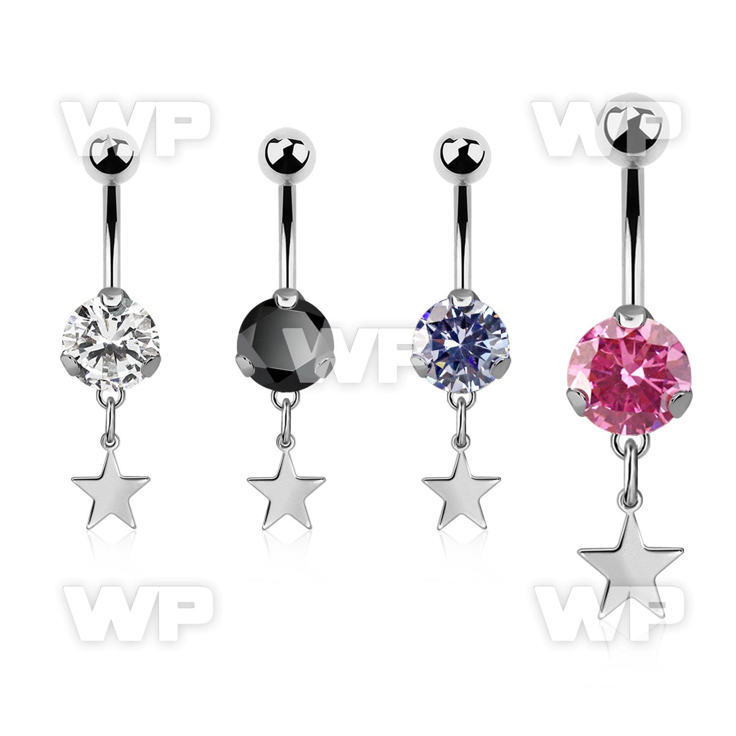 steel casting belly banana w 8mm cz w dangling star