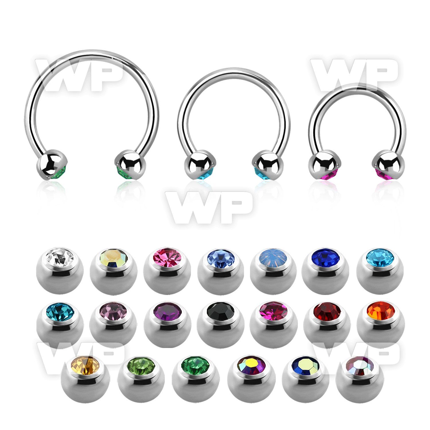 steel circular barbell 1mm w 3 mm bezel set jewel balls