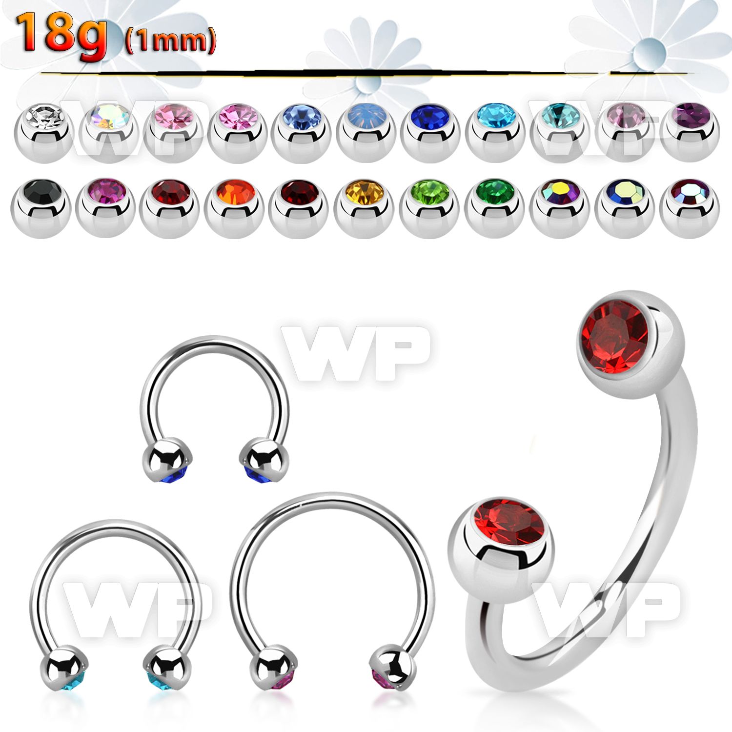 steel circular barbell 1mm w 3 mm bezel set jewel balls