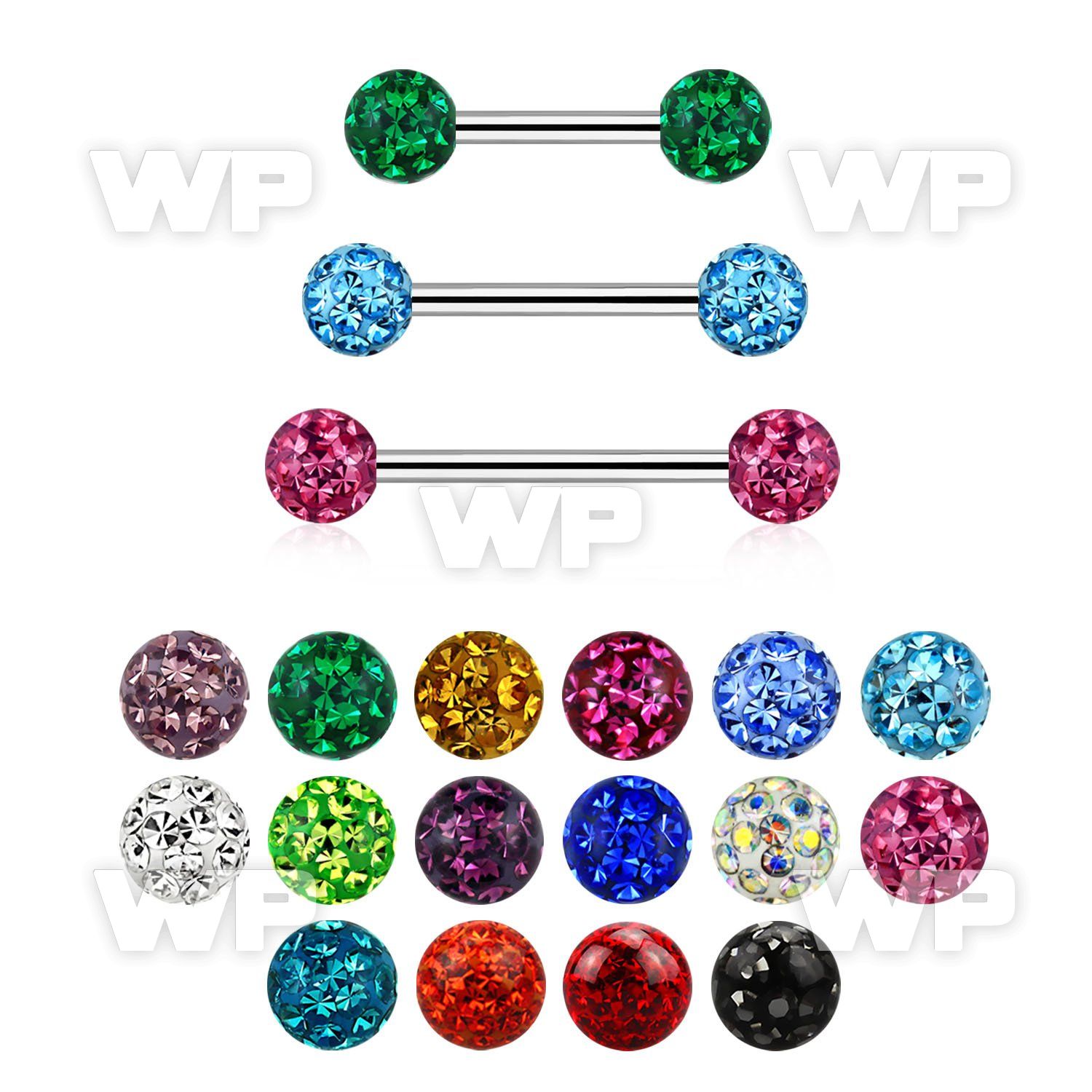 steel eyebrow barbell 18 w 3mm ferido multi crystal ball
