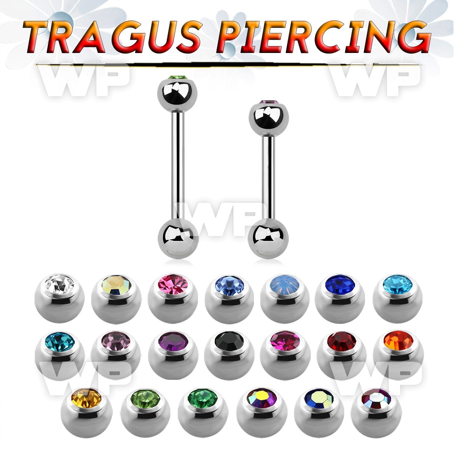 steel tragus barbell 1mm w a top 3mm bezel set jewel ball