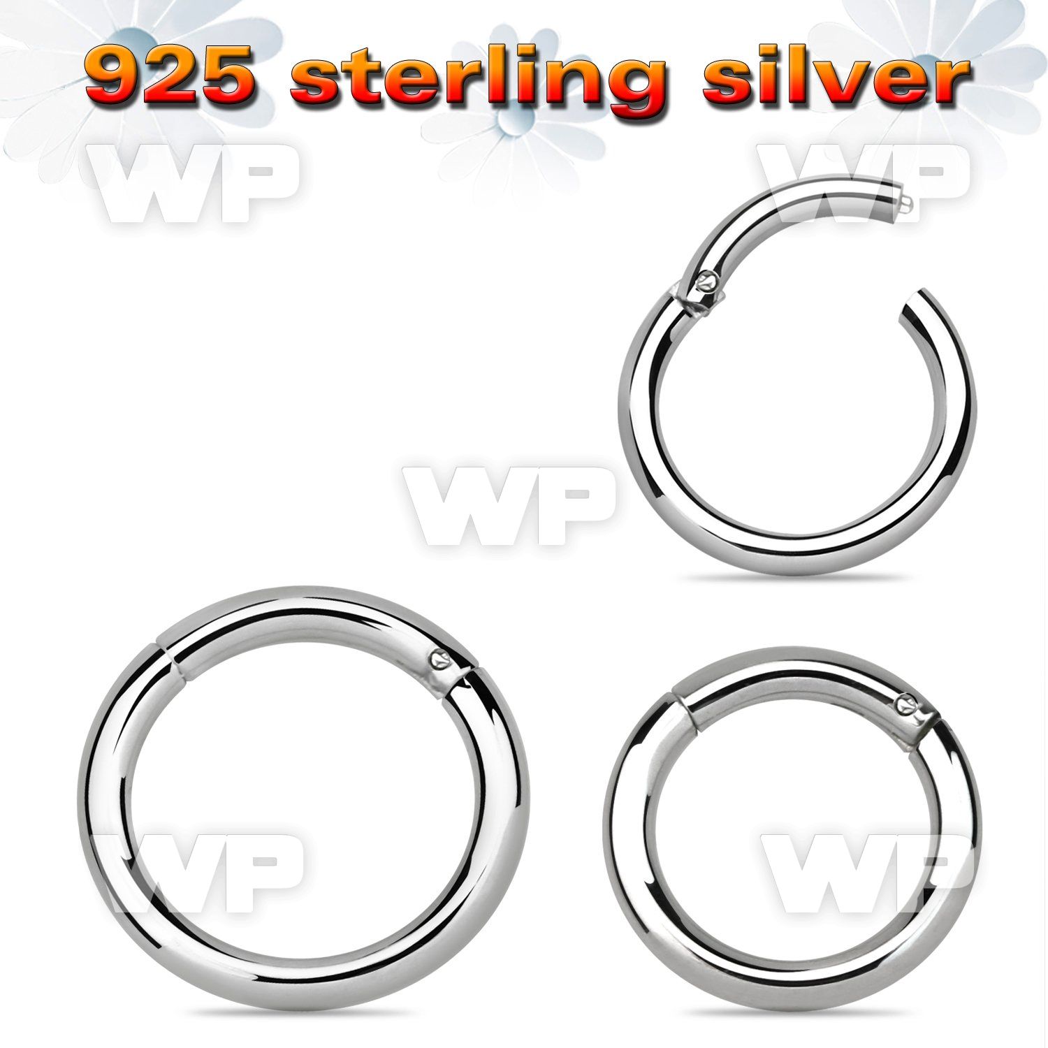 sterling silver hinged segment ring, 14g 1.6mm