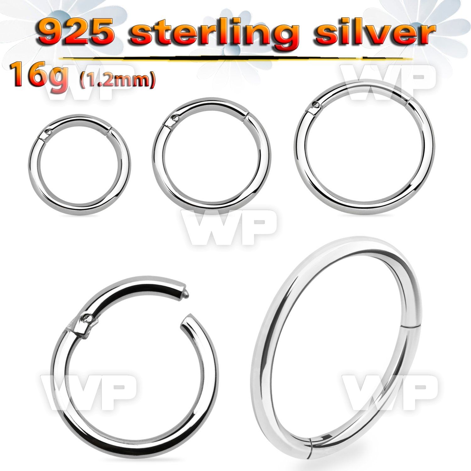 sterling silver hinged segment ring 16g