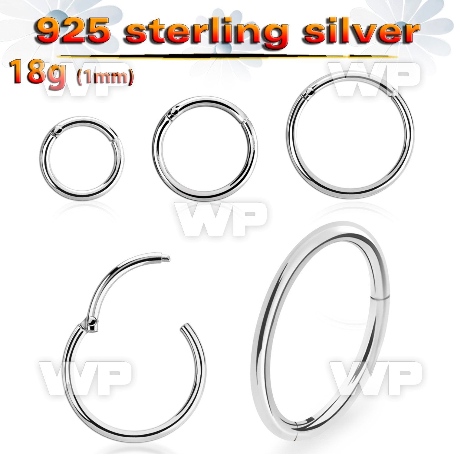 sterling silver hinged segment ring, 18g (1.0mm)