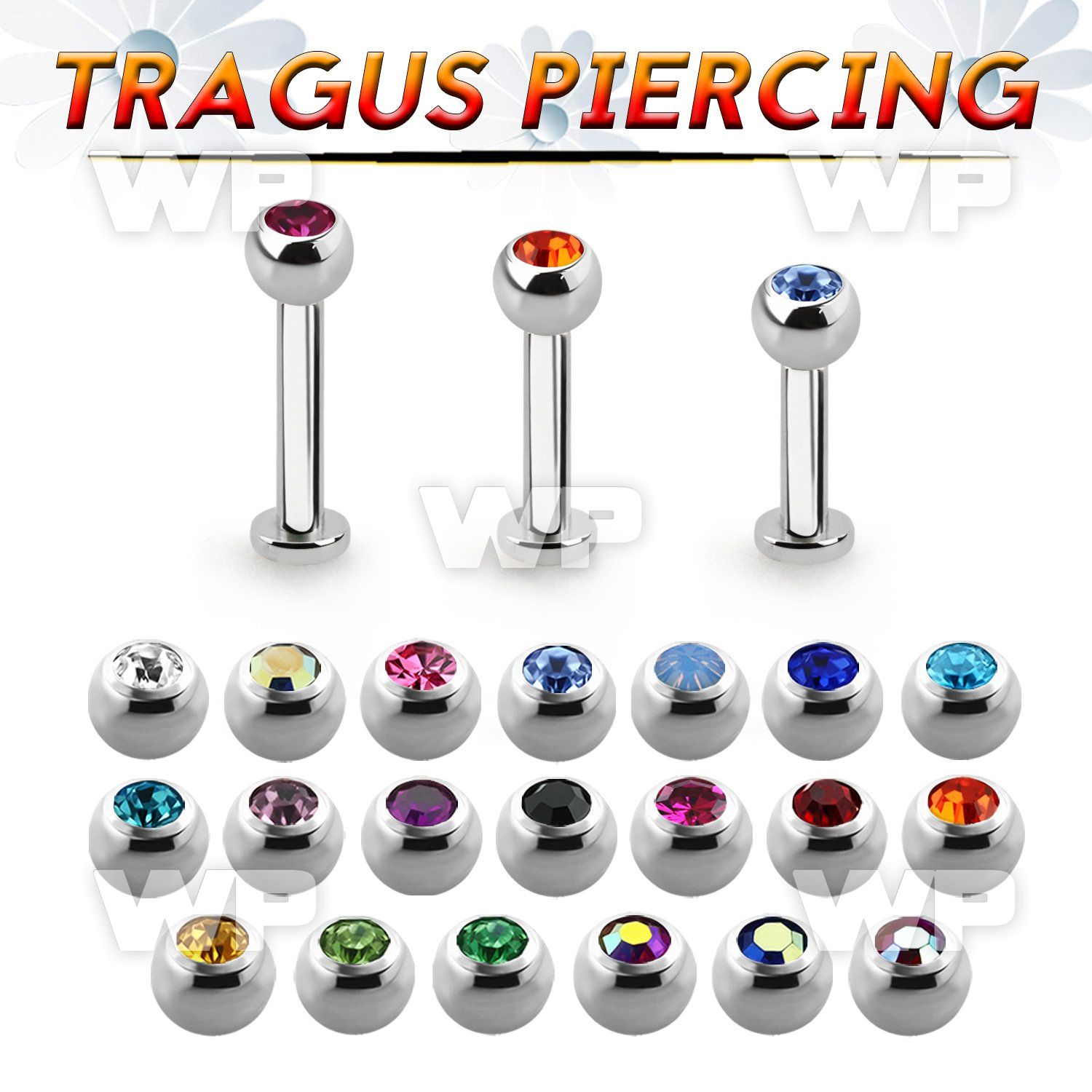 tlbc3 316l steel tragus labret 16g w 3mm bezel set jewel ball 