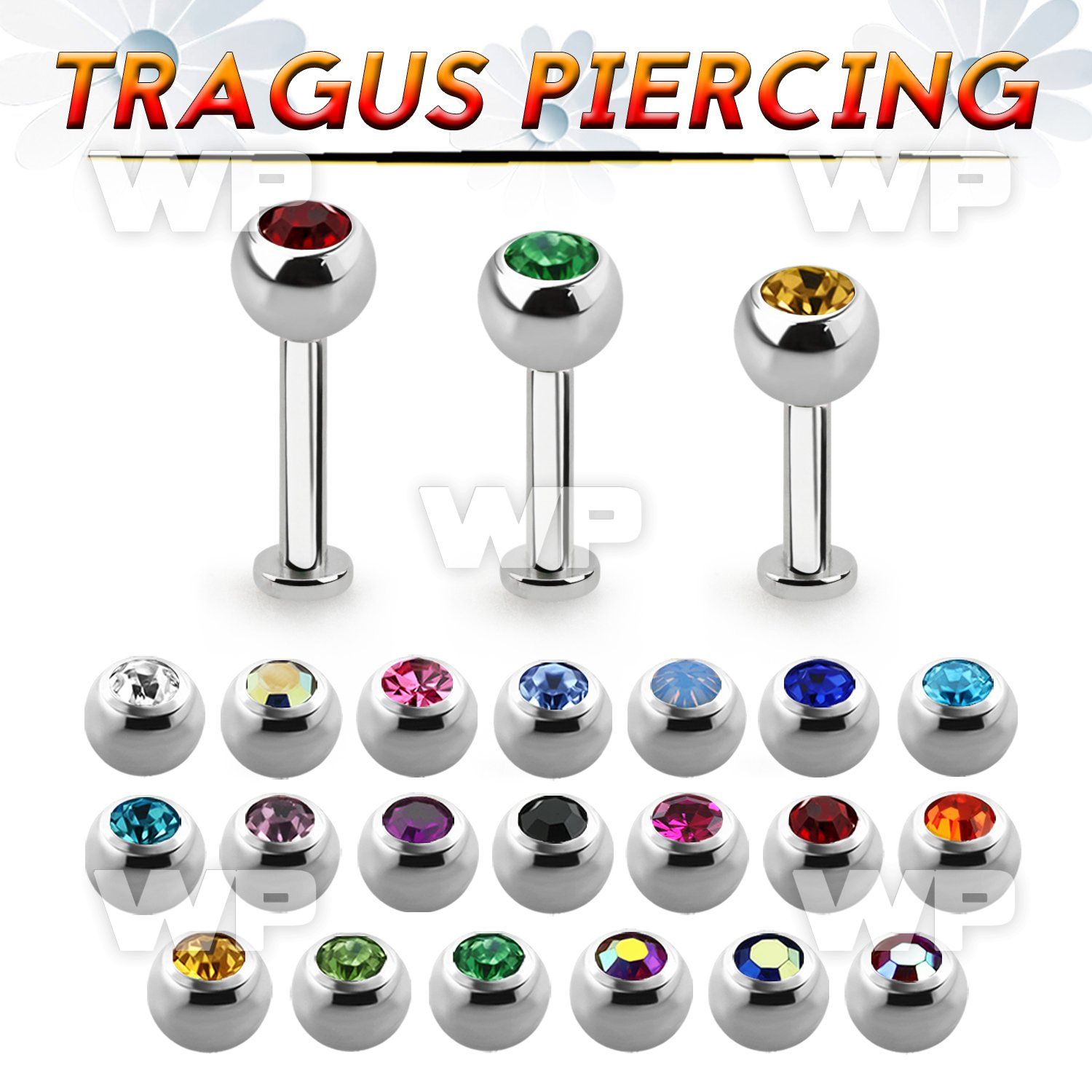 tlbc4s 316l steel tragus labret 16g w 4mm bezel set jewel ball 