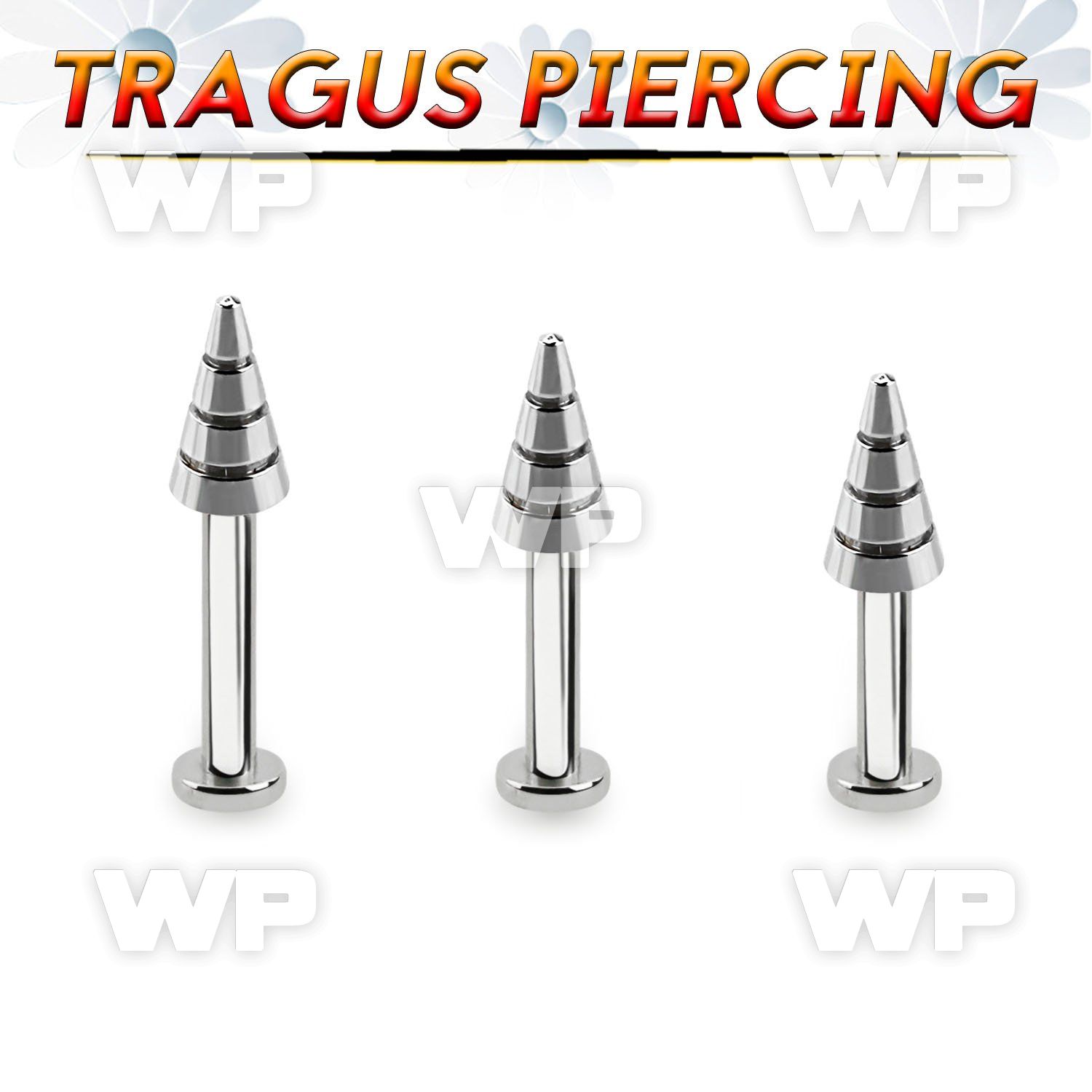 tlbcn4b 316l steel tragus labret 16g w a 4mm ridged drill cone 