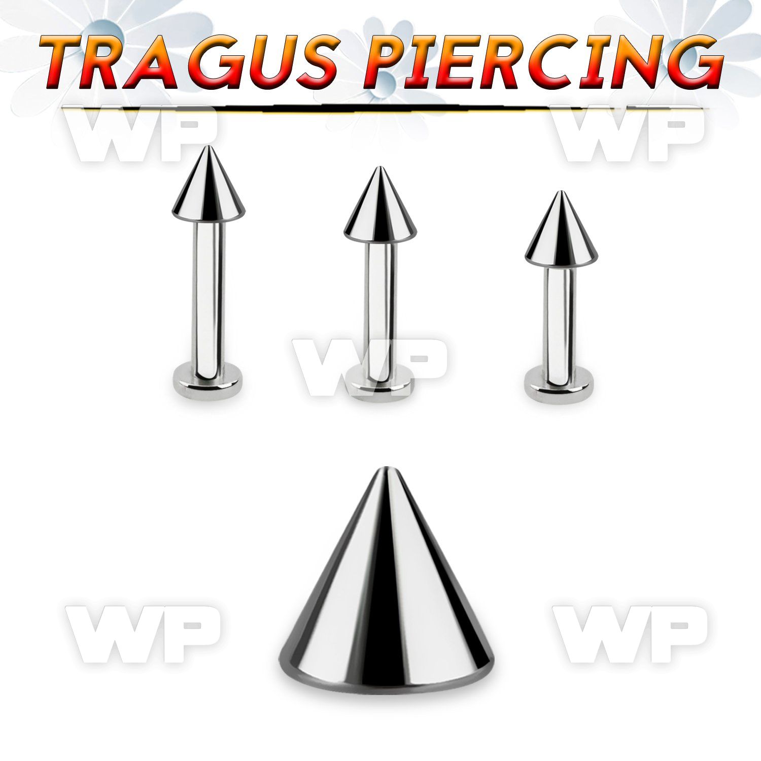 tlbcn4s 316l steel tragus labret 16g w a 4mm cone 