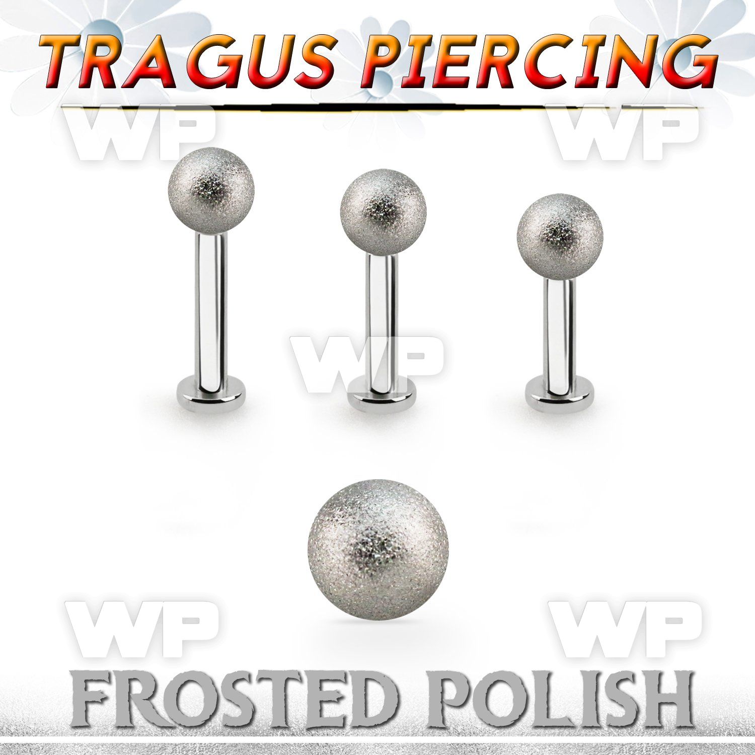 tlbfo4s 316l steel tragus labret 16g w a 4mm frosted steel ball 