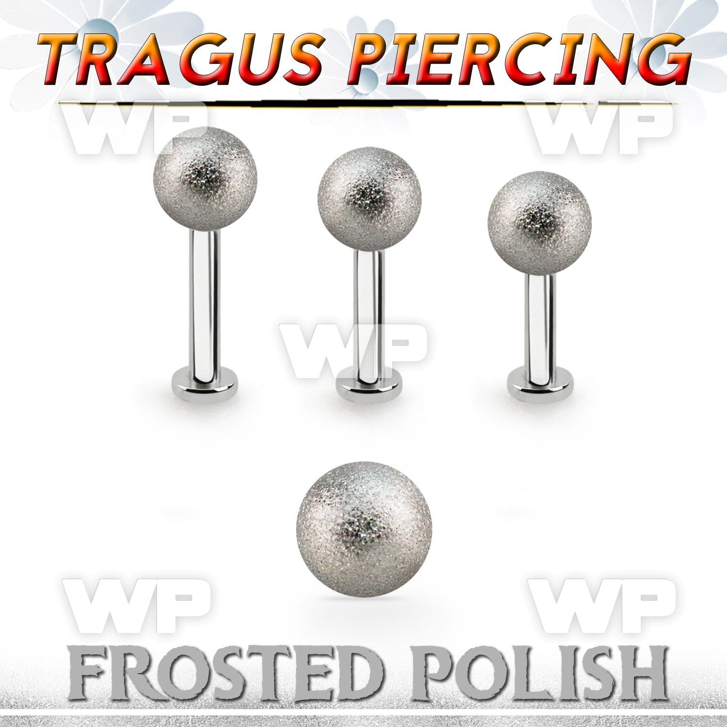 tlbfo5s 316l steel tragus labret 16g w a 5mm frosted steel ball 