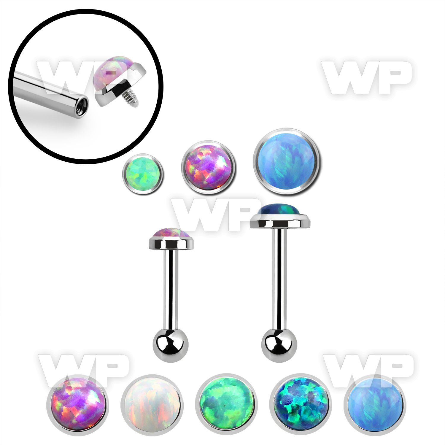 trgo steel tragus barbell w a synthetic opal flat head