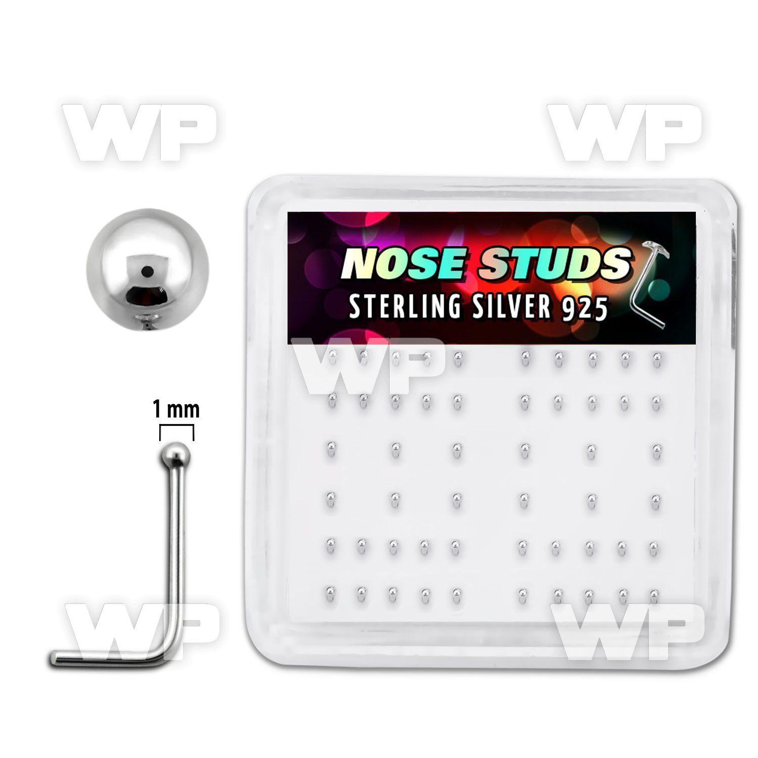 u33qe4f box w silver 925 l shaped nose studs 1mm plain silver bal nose piercing