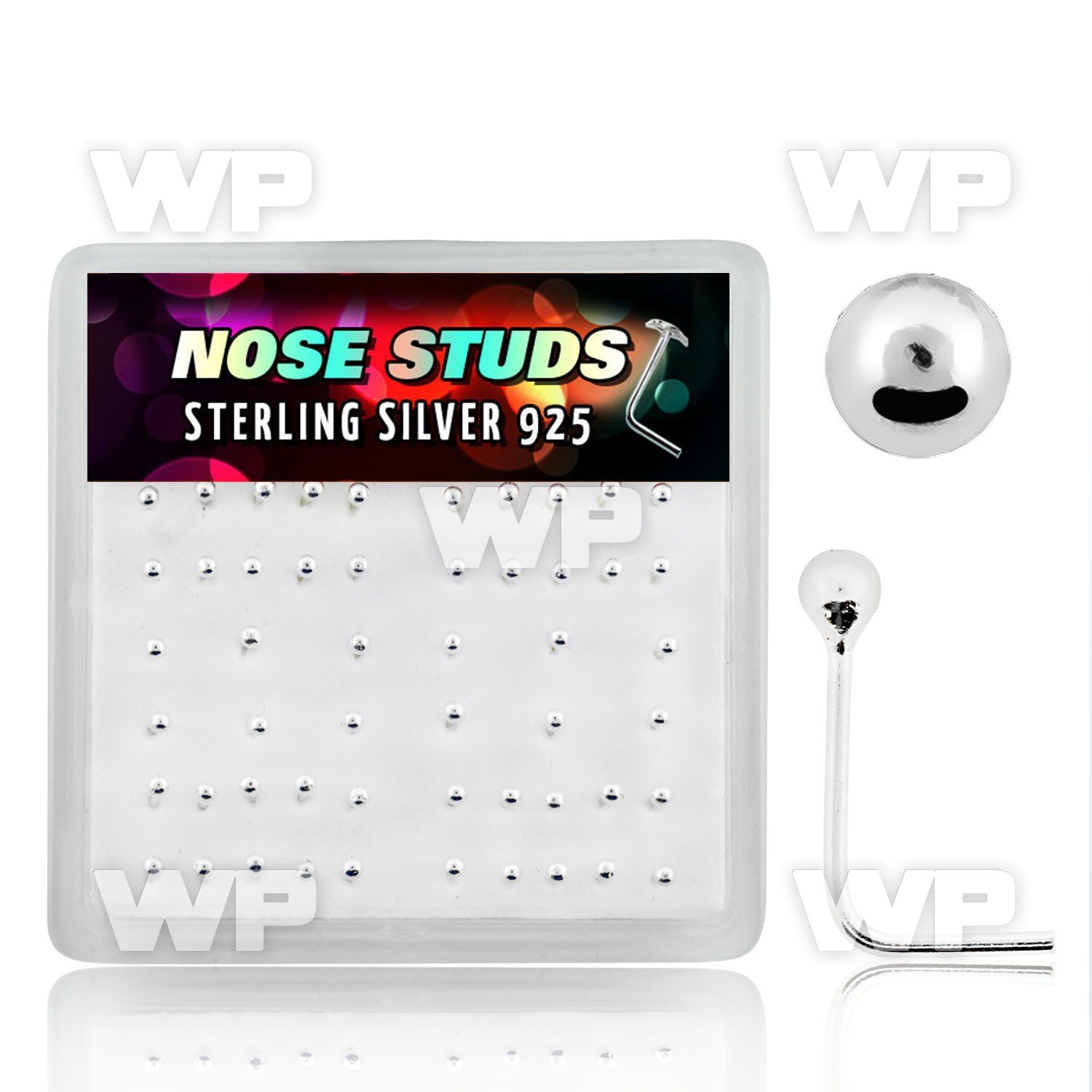 u33qk4f box w silver 925 l shaped nose studs 2mm plain silver bal nose piercing