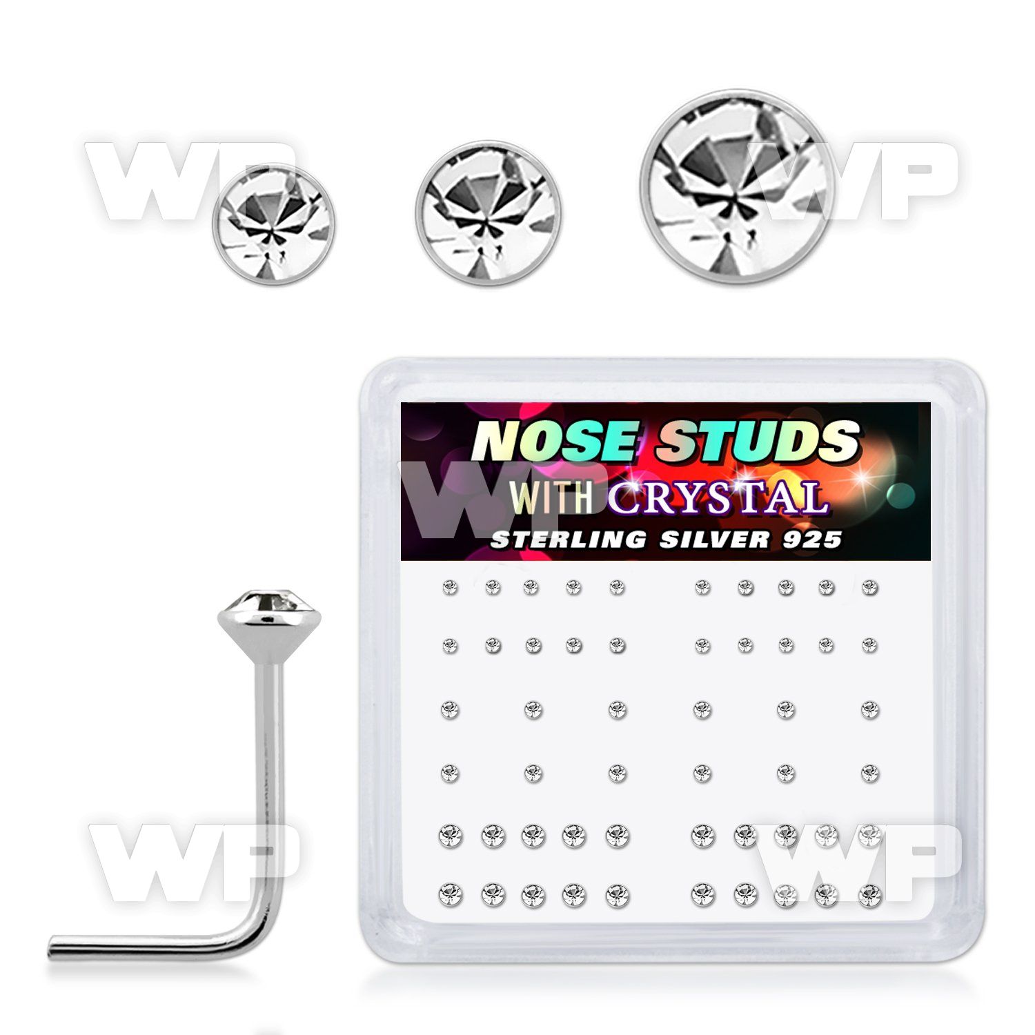 u34fj6 box w silver 925 l shaped nose studs sizes 1 3 1 5 1 8 nose piercing