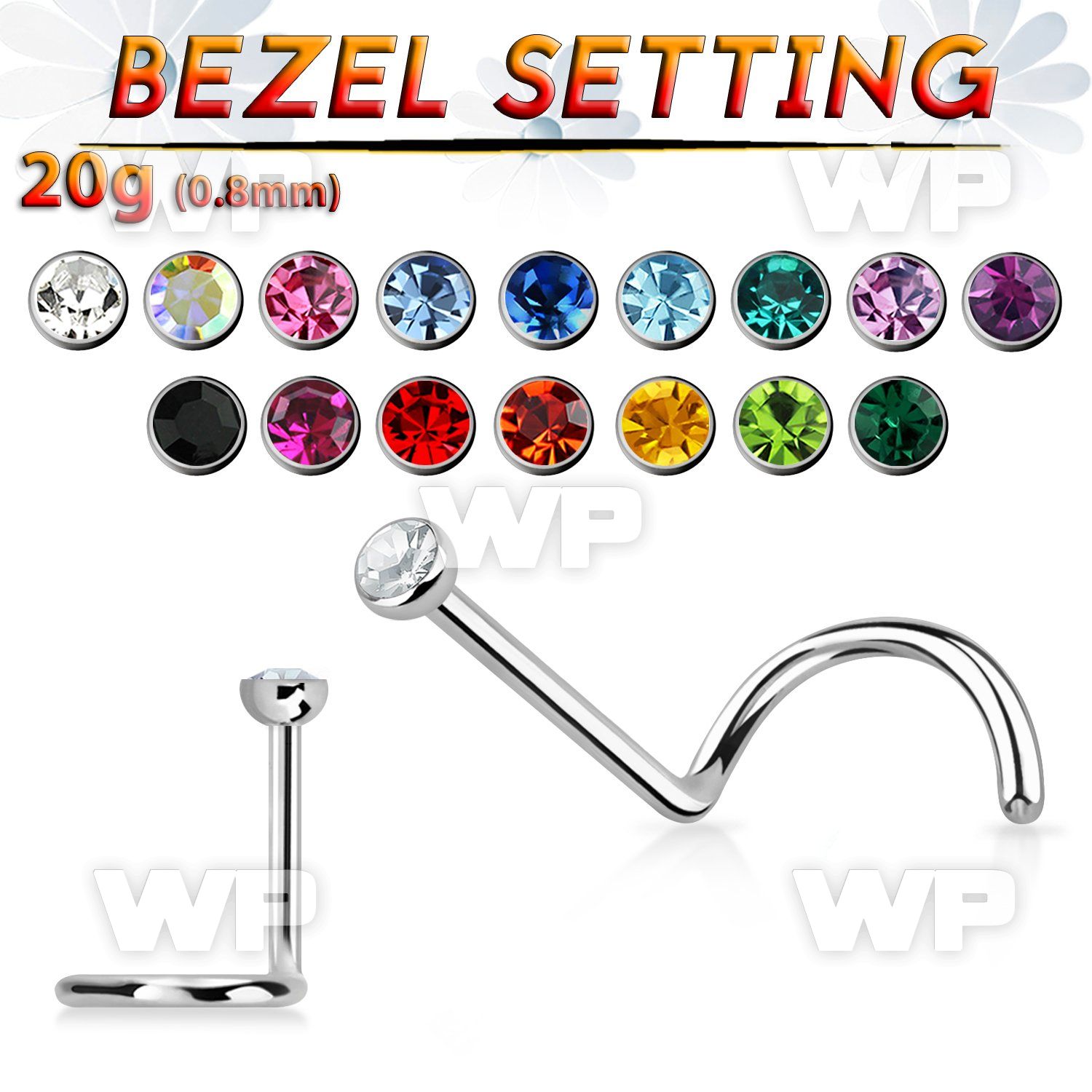 u364ks surgical steel nose screw spirals 0 8mm 1 5mm press fit nose piercing