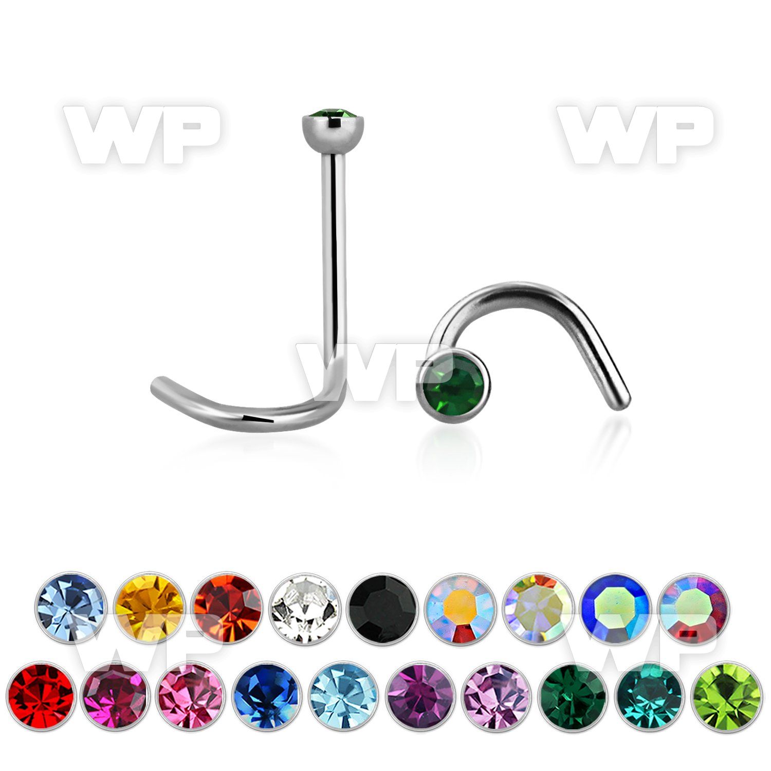 u36 surgical steel nose screw spirals 0 8mm 2mm half ball nose piercing