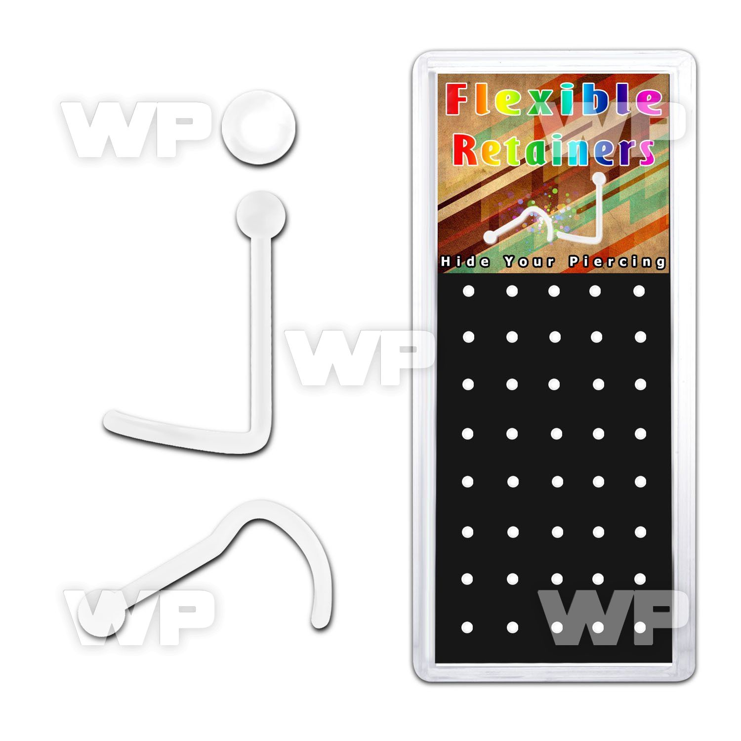 u36arf0p box w clear bio flexible nose screw spirals piercing reta nose piercing