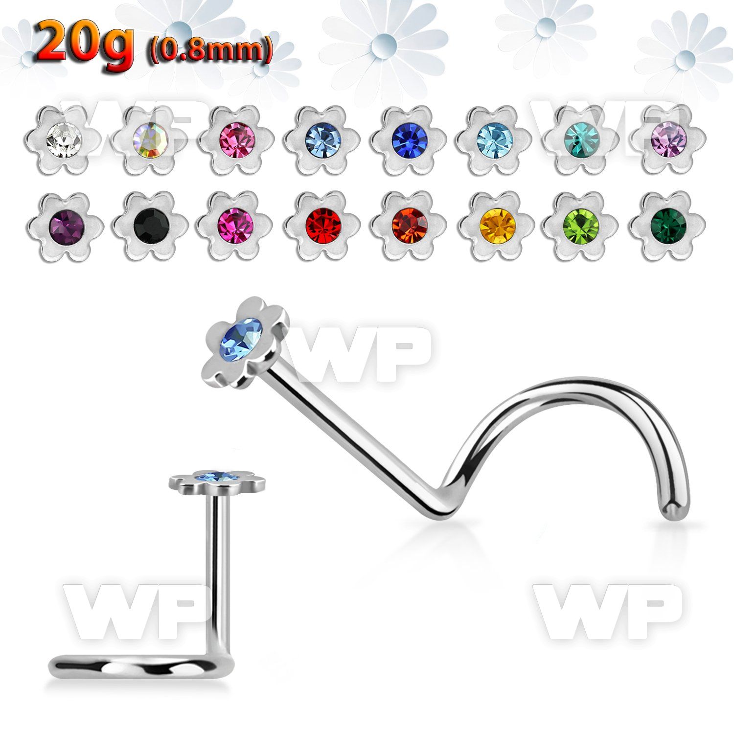 u36db6 surgical steel nose screw spirals 0 8mm flower shaped nose piercing