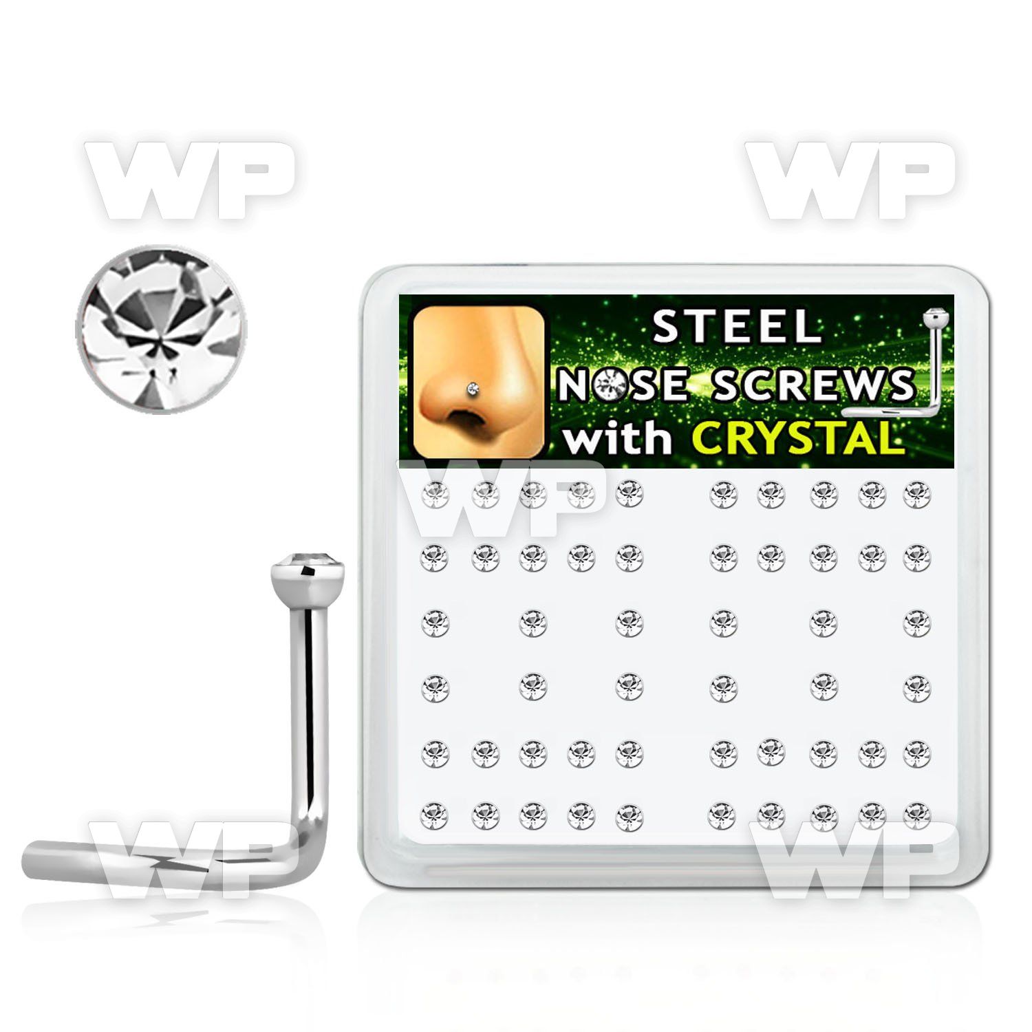 u36etf6 box w 316l steel nose screw spirals 1mm 2mm round crysta nose piercing