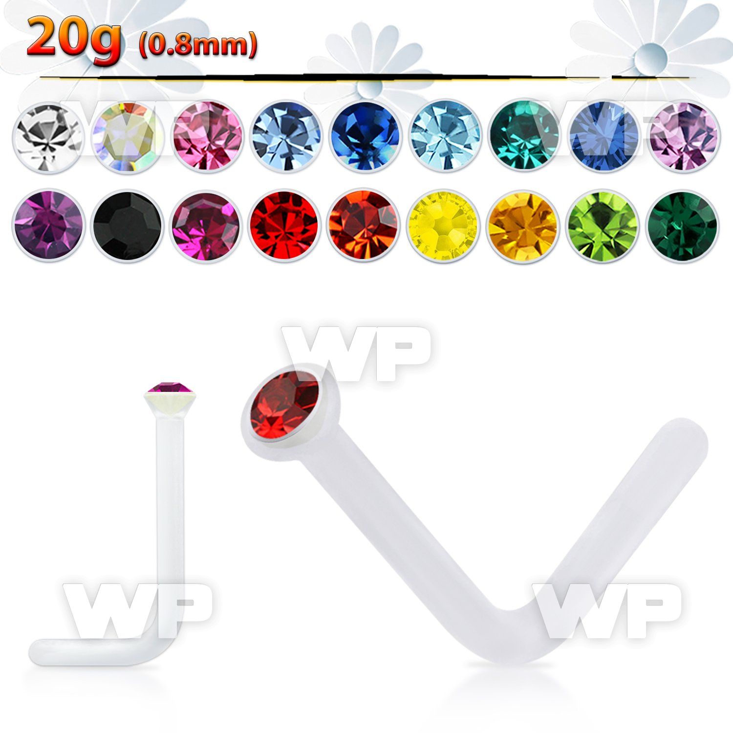 u376e3 clear acrylic nose stud with a 1 5mm round crystal top