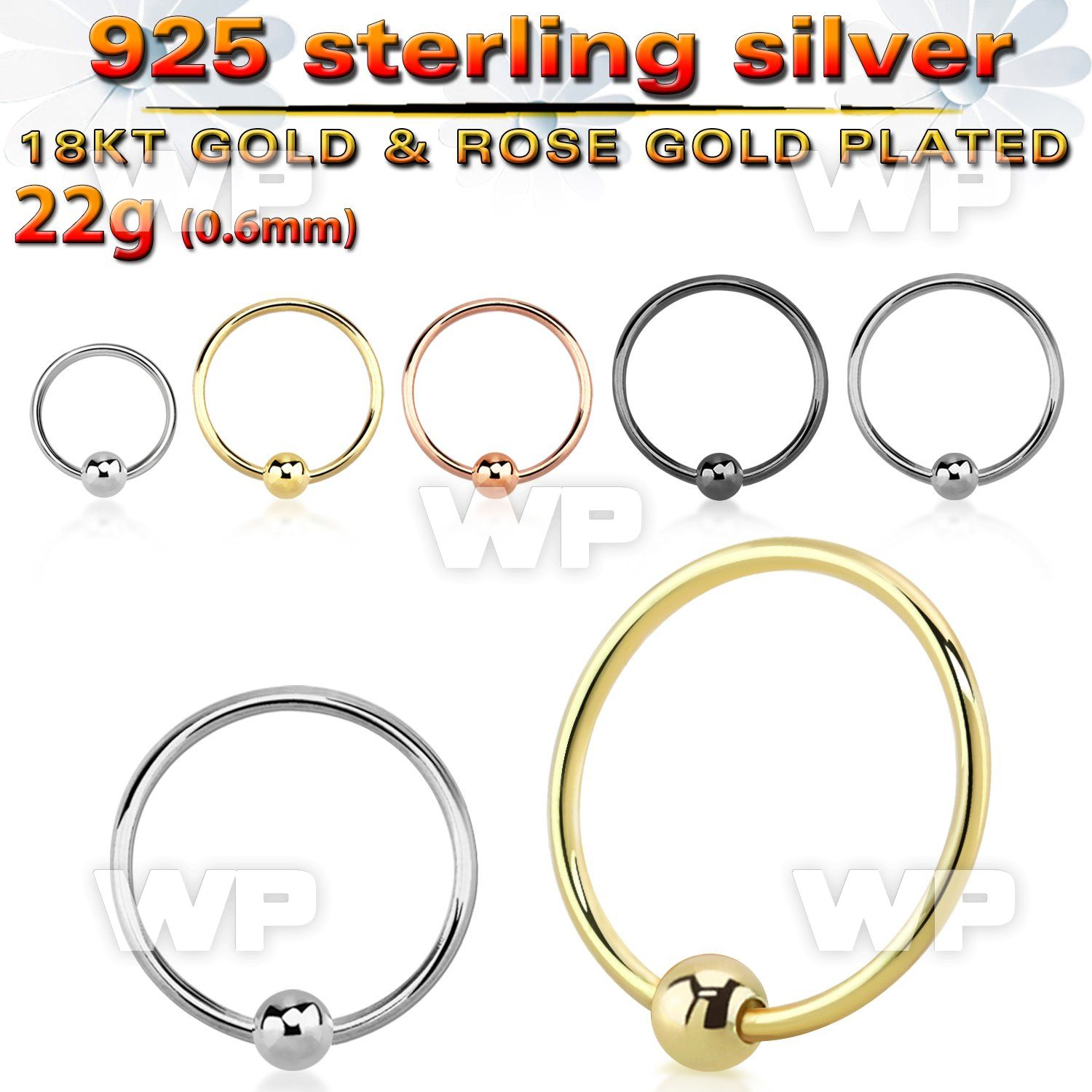 u3ps silver 925 nose ring ball 0 6mm an outer diameter of nose piercing