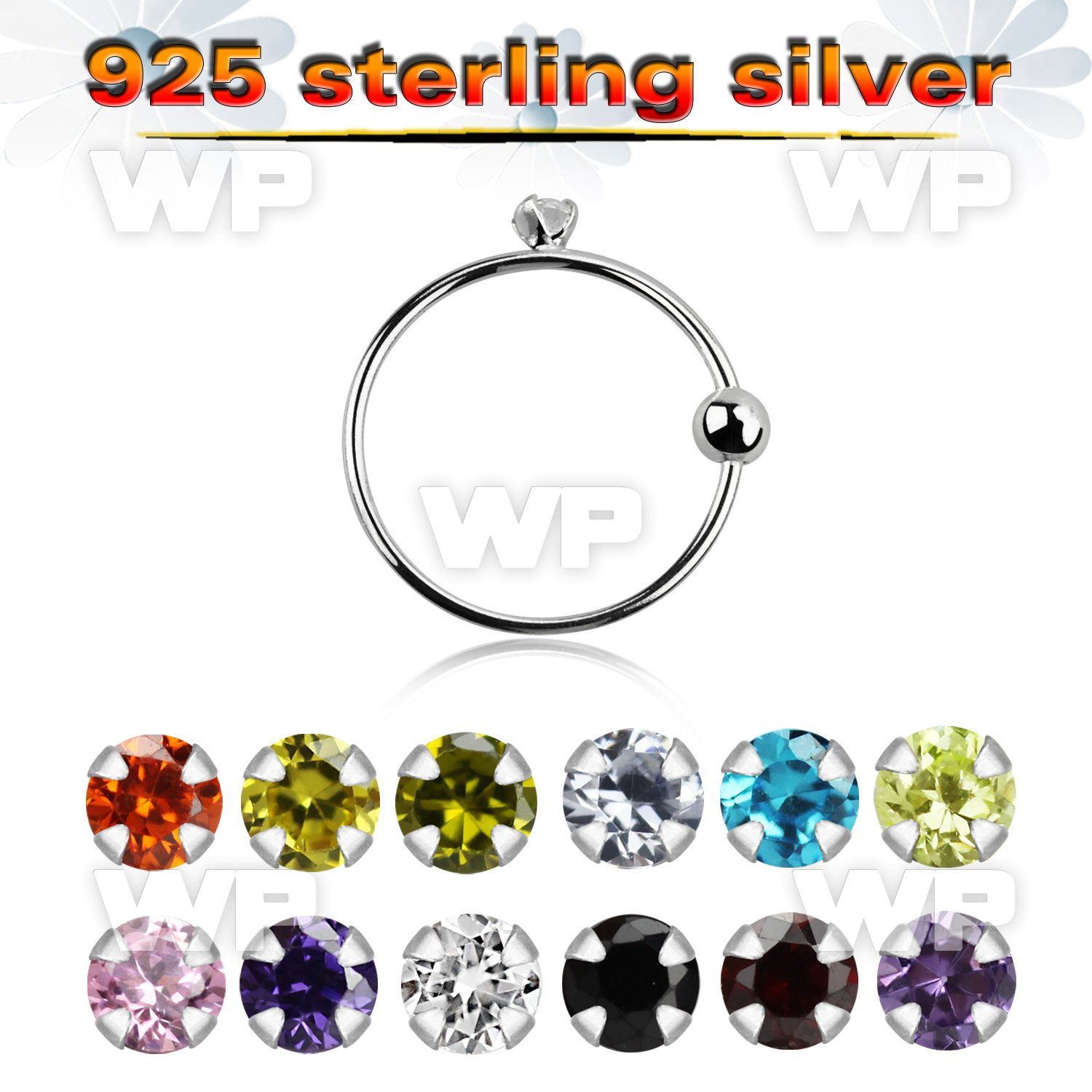 u3pygesj silver 925 nose ring closure ball 1 5mm prong set roun nose piercing